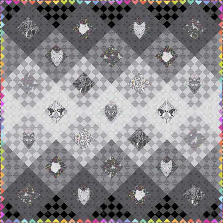 Fabric FreeSpirit Tula Pink Fade to Gray Graywork Quilt Kit KIT2QTTP.FADE