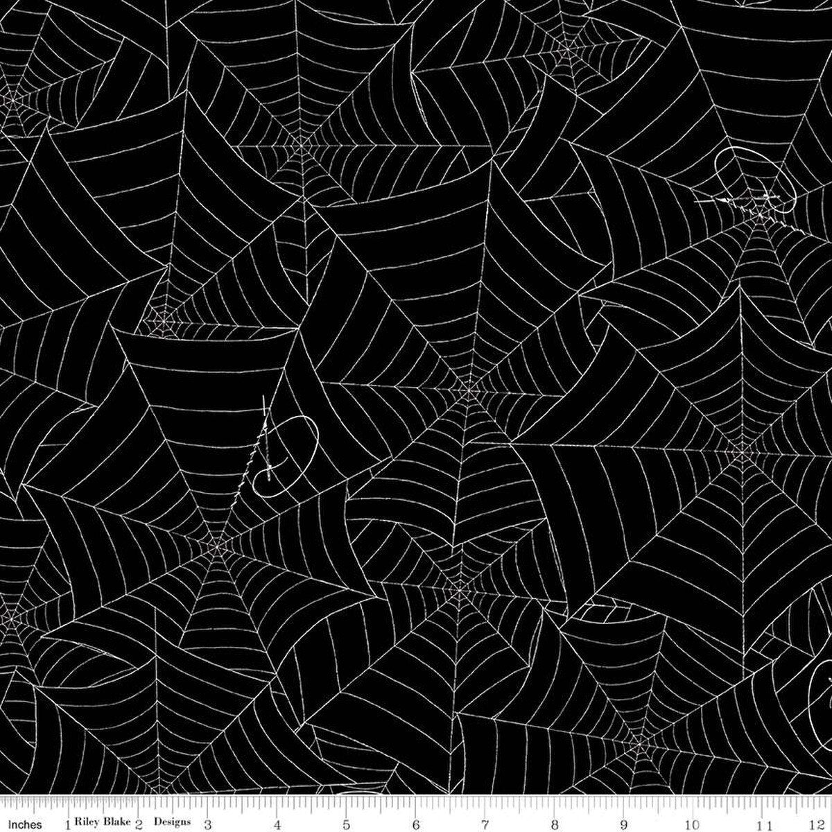Fabric Riley Blake Black Webs Costume Maker's Act II 108" Wide Back by the Quarter Yard WB15017-BLACK