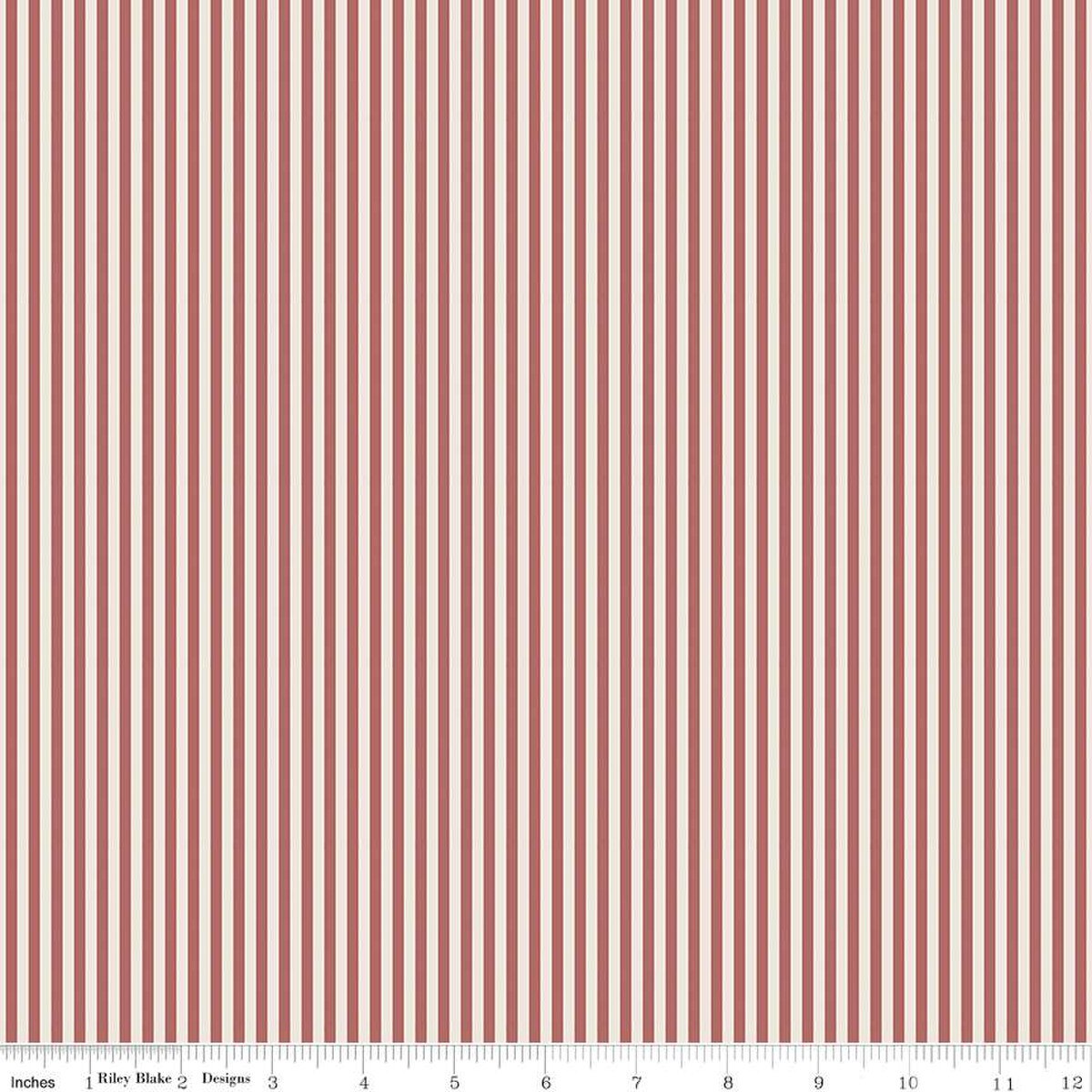 Fabric Riley Blake Basics Ivory/Canyon Rose 1/8" Stripes by the Quarter Yard C505-CANYONROSE