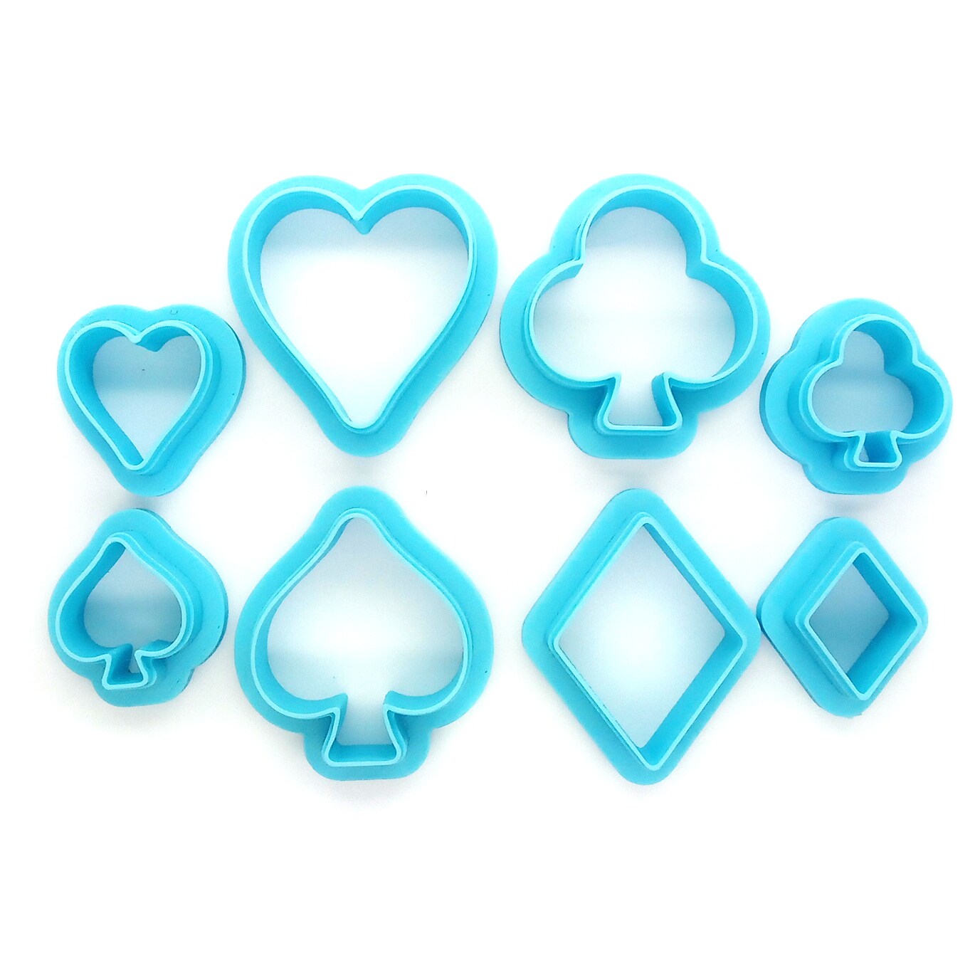 Card Suits Clay Cutters, 8 pc, Two Sizes of Hearts Clubs Spades & Diamonds, Adorabilities