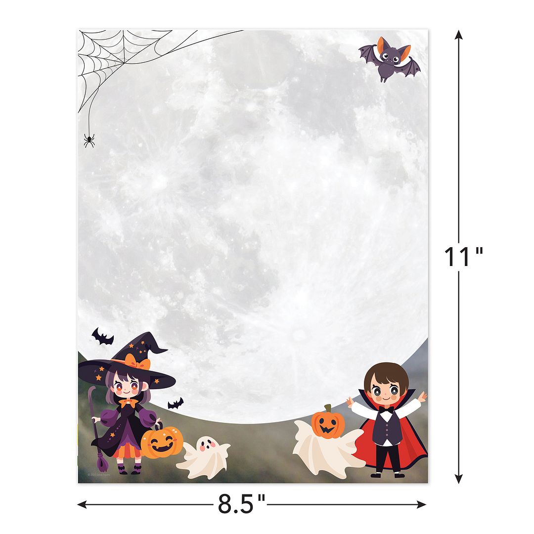 Great Papers! Stationery Fall Letterhead, Spooky Halloween Moon, 8.5&#x22;x11&#x22;, Printer Friendly, 50 Sheets