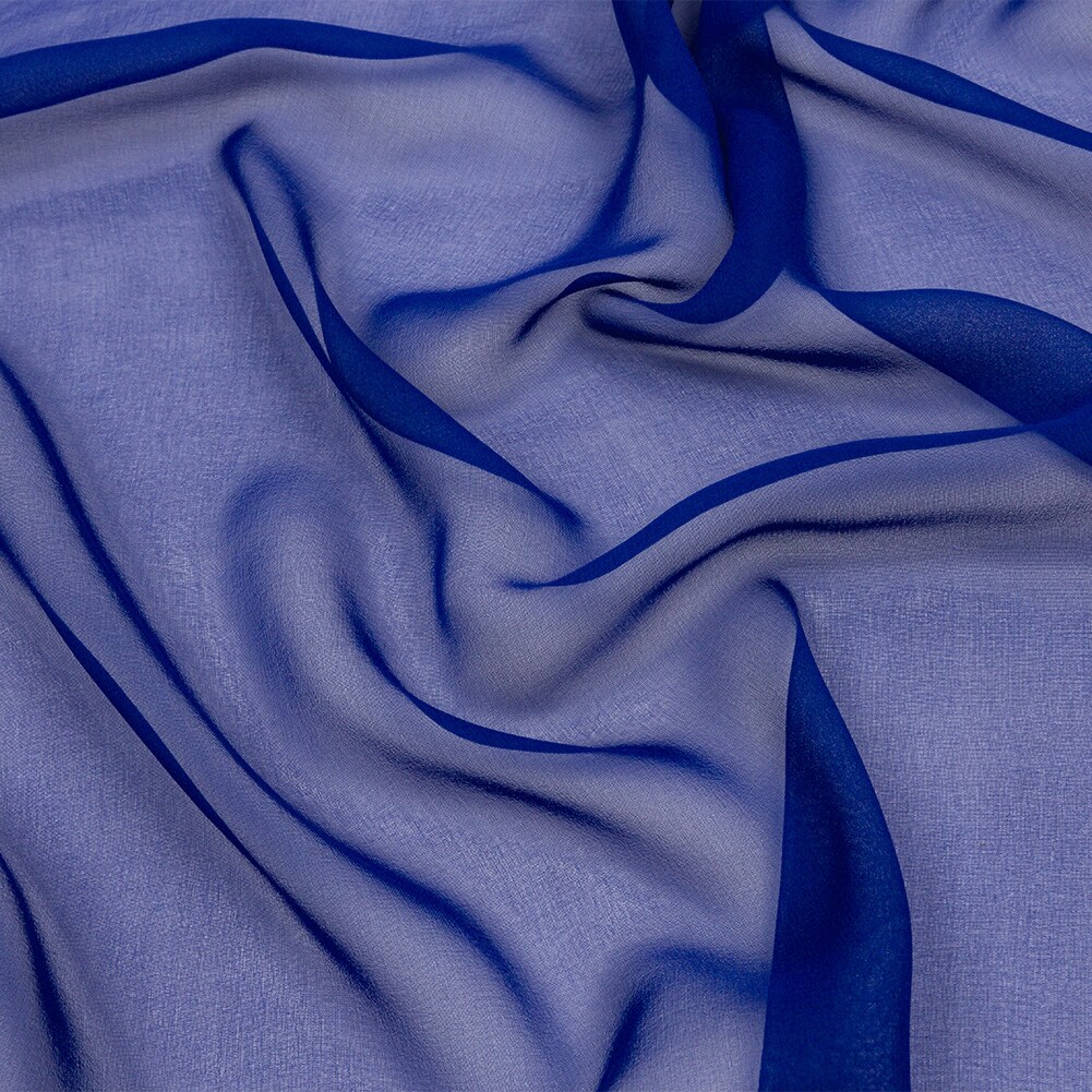 1 Yard Premium Mazarine Blue Silk Chiffon Fabric for Overlays & Ruffles ...