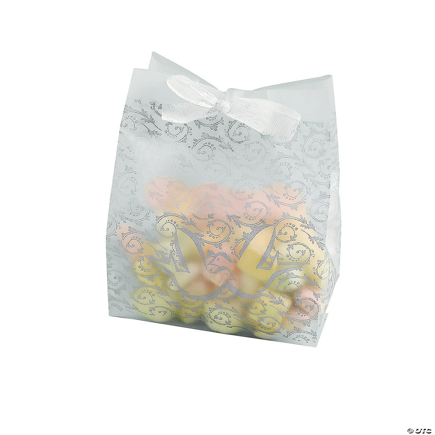Frosted Silver Wedding Treat Bags Bulk 48 Pc