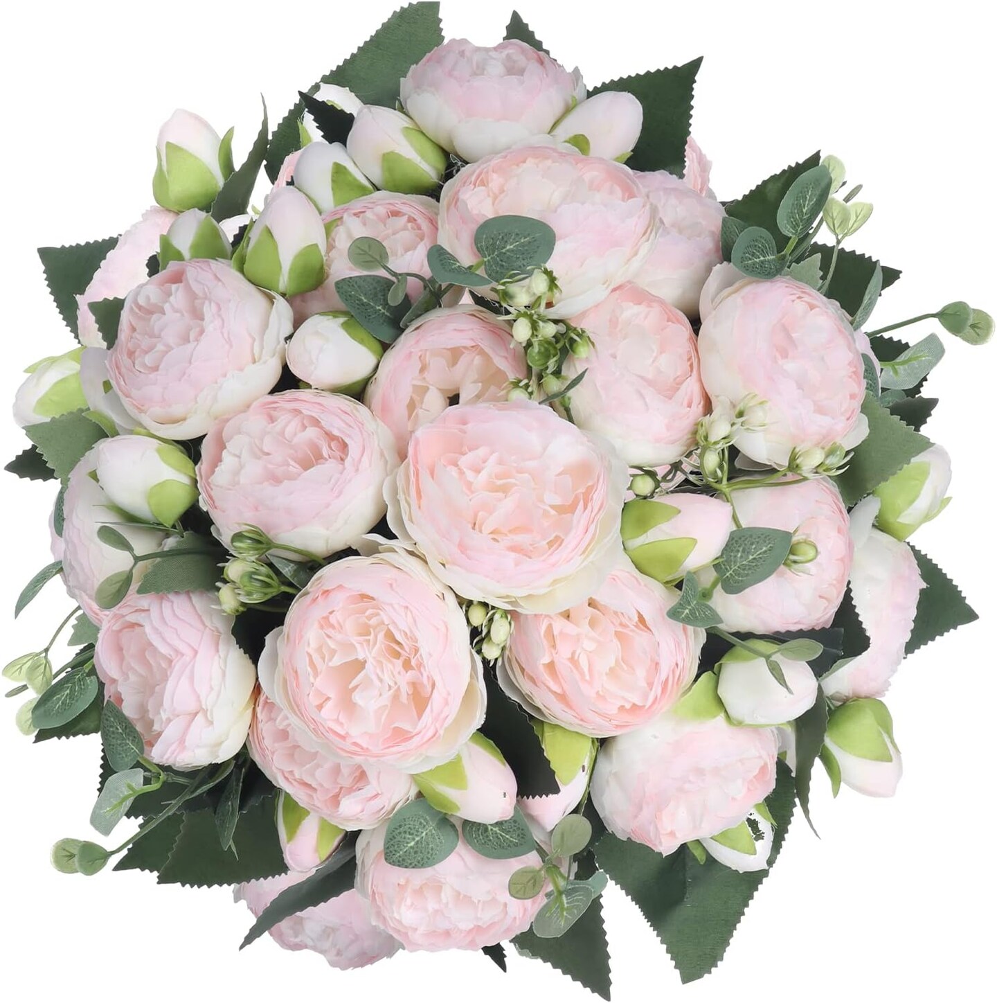 4 Packs of Artificial Peonies - 20 Silk Peony Heads with Stems for Home, Wedding, Mother's Day