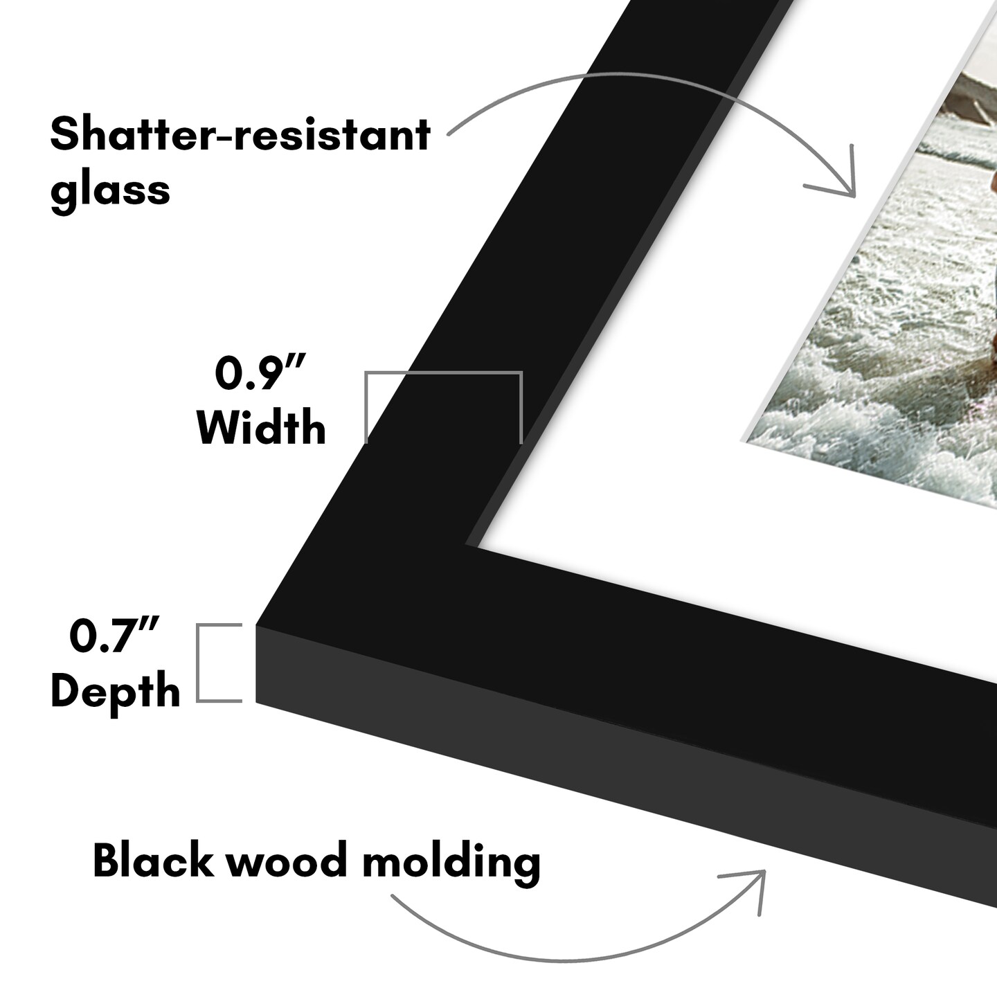 Americanflat 6x20 Collage Picture Frame - Fits Three 4x6 Photos or One 6x20 Picture