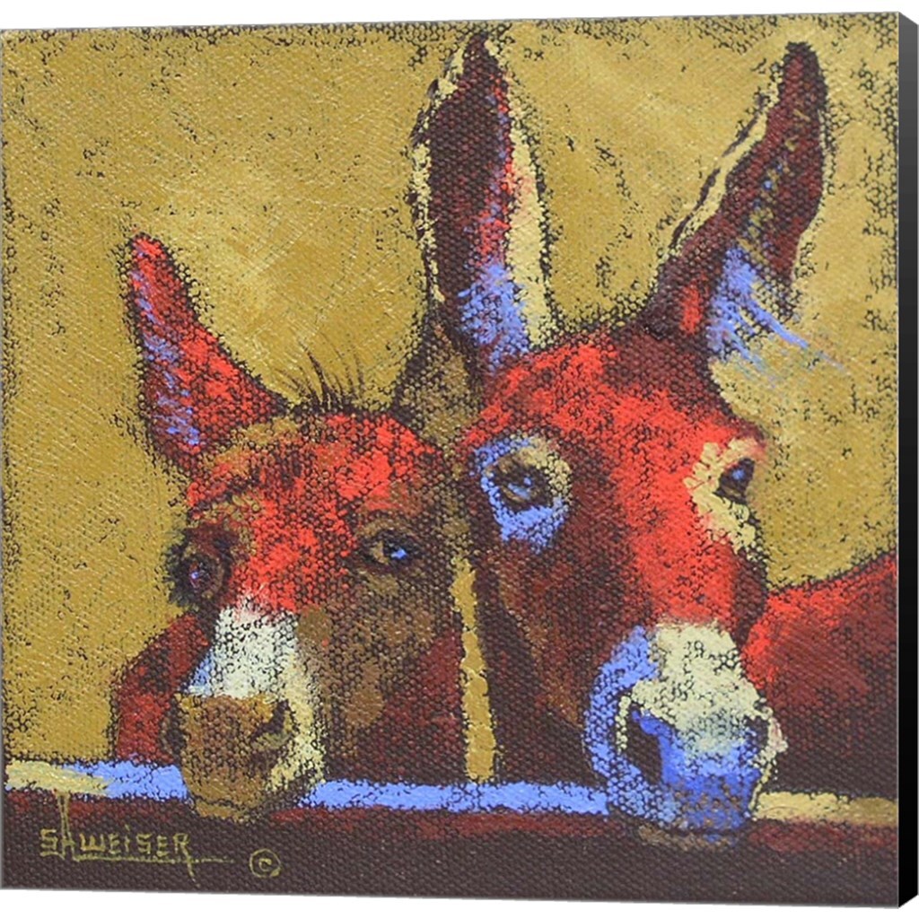 Donkeys by Sharon Weiser 12&#x22; x 12&#x22; Canvas Wall Art