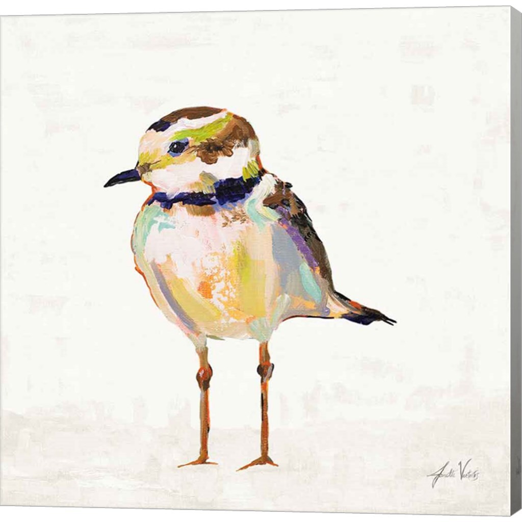 Coastal Plover II Linen by Jeanette Vertentes 12" x 12" Canvas Wall Art