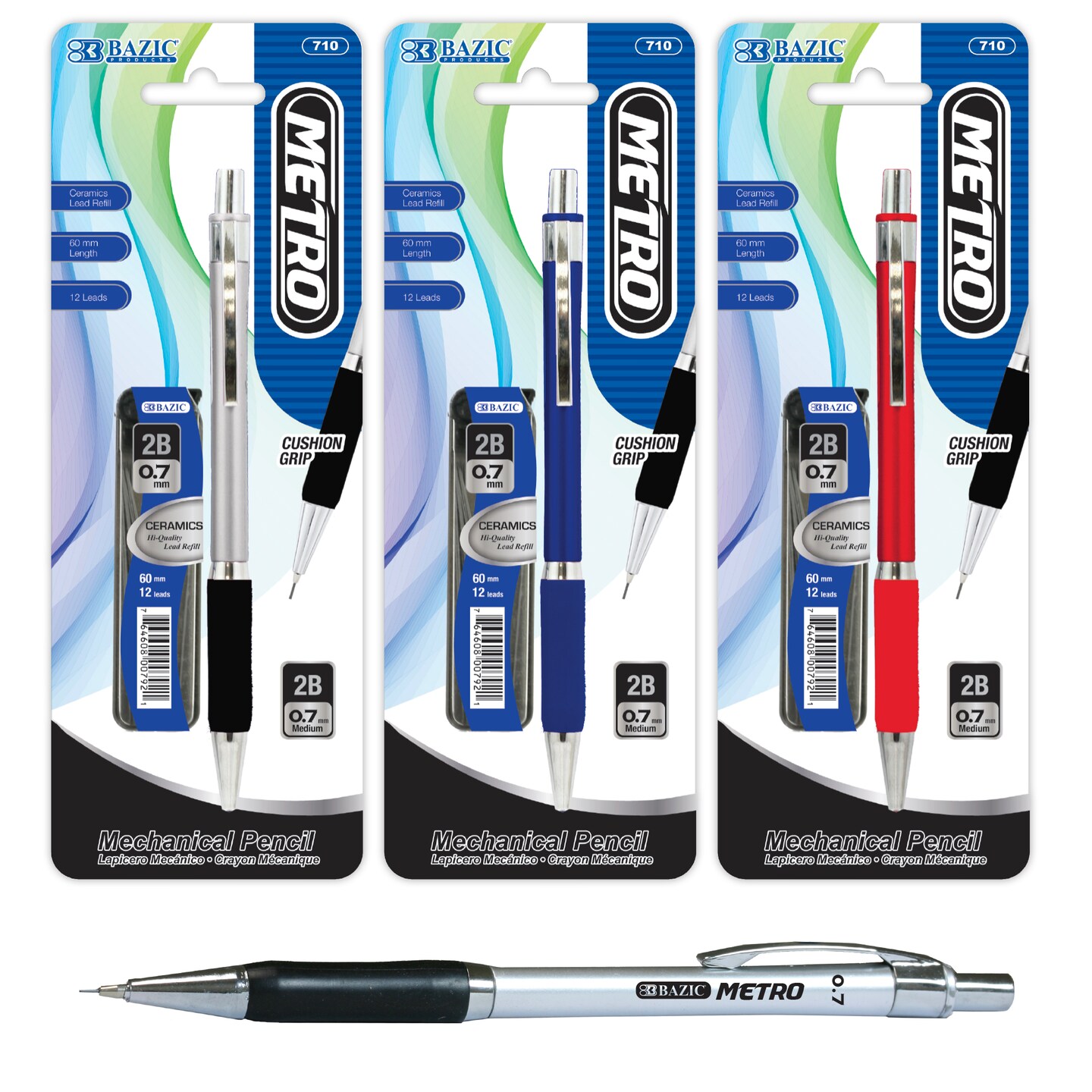BAZIC 0.7 mm Metro Mechanical Pencil w/ Ceramics High-Quality Lead