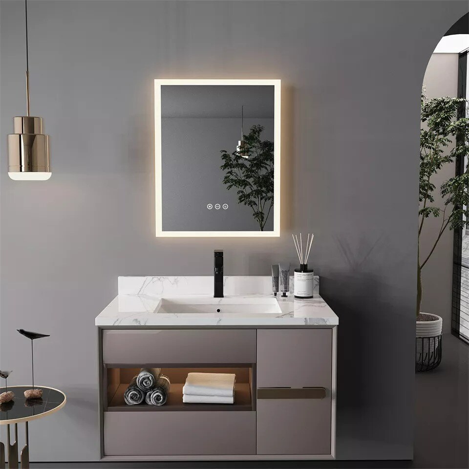 LED Illuminated Bathroom Mirror Wall Mounted Vanity Mirror Explosion-proof Smart