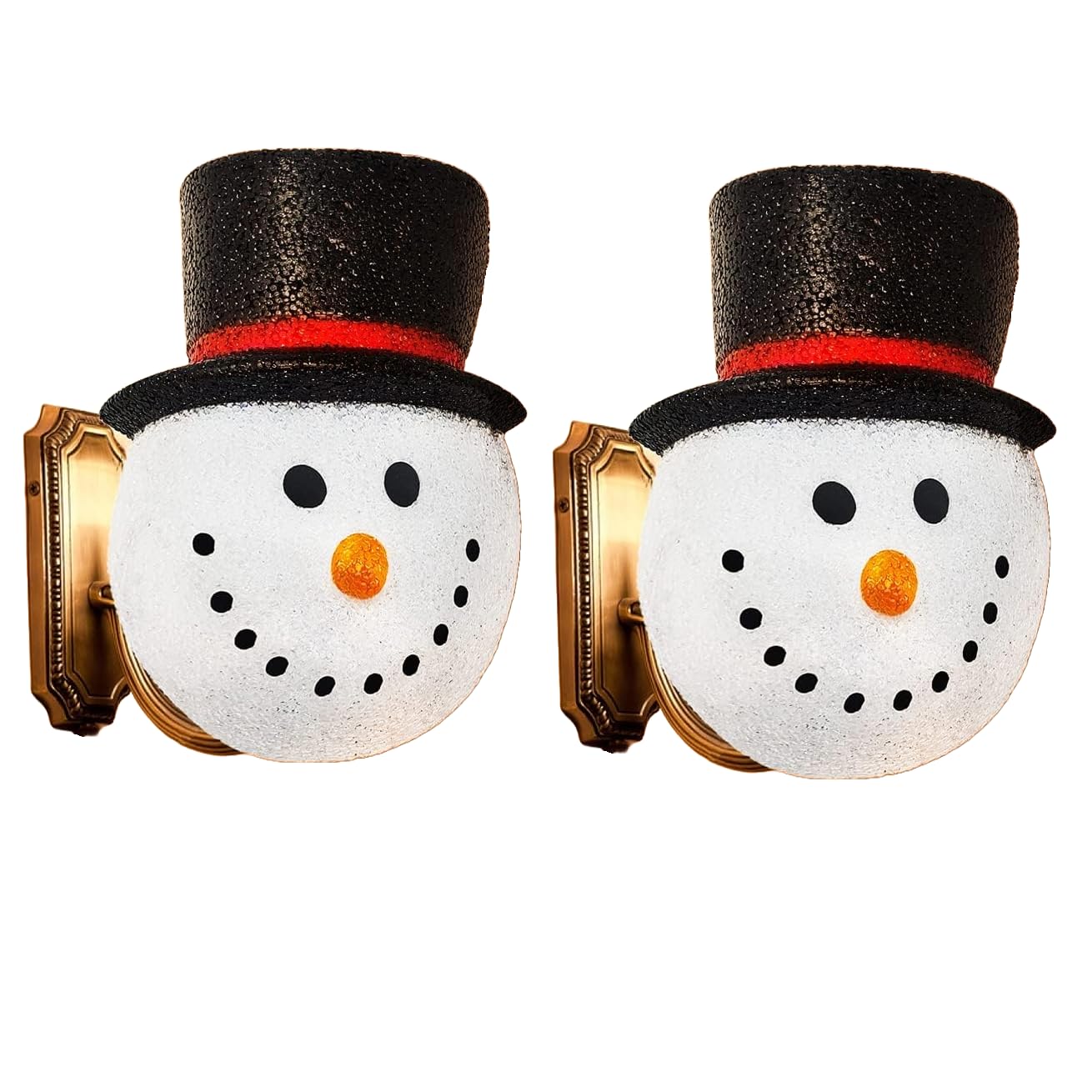 KOVOT Set of 2 Snowman Porch Light Covers | Weatherproof Outdoor Holiday Decor | 9&#x22; W x 12&#x22; H | Easily Fits Most Light Fixtures for Instant Festivity