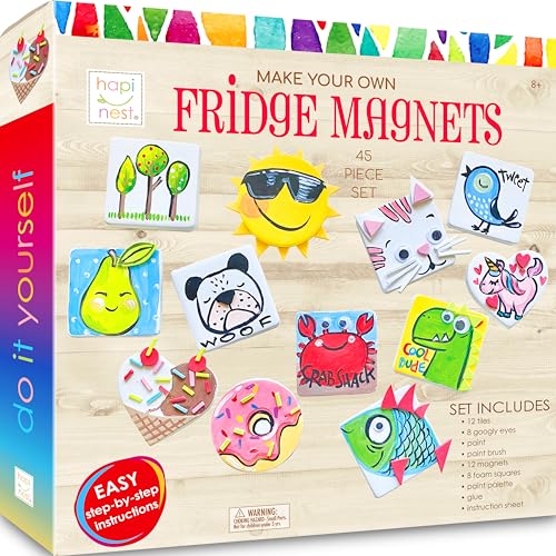 DIY Mini Tile Fridge Magnet Arts and Crafts Kit Gifts for Kids Girls Boys Ages 8 9 10 11 12 13 Teen Years and Up