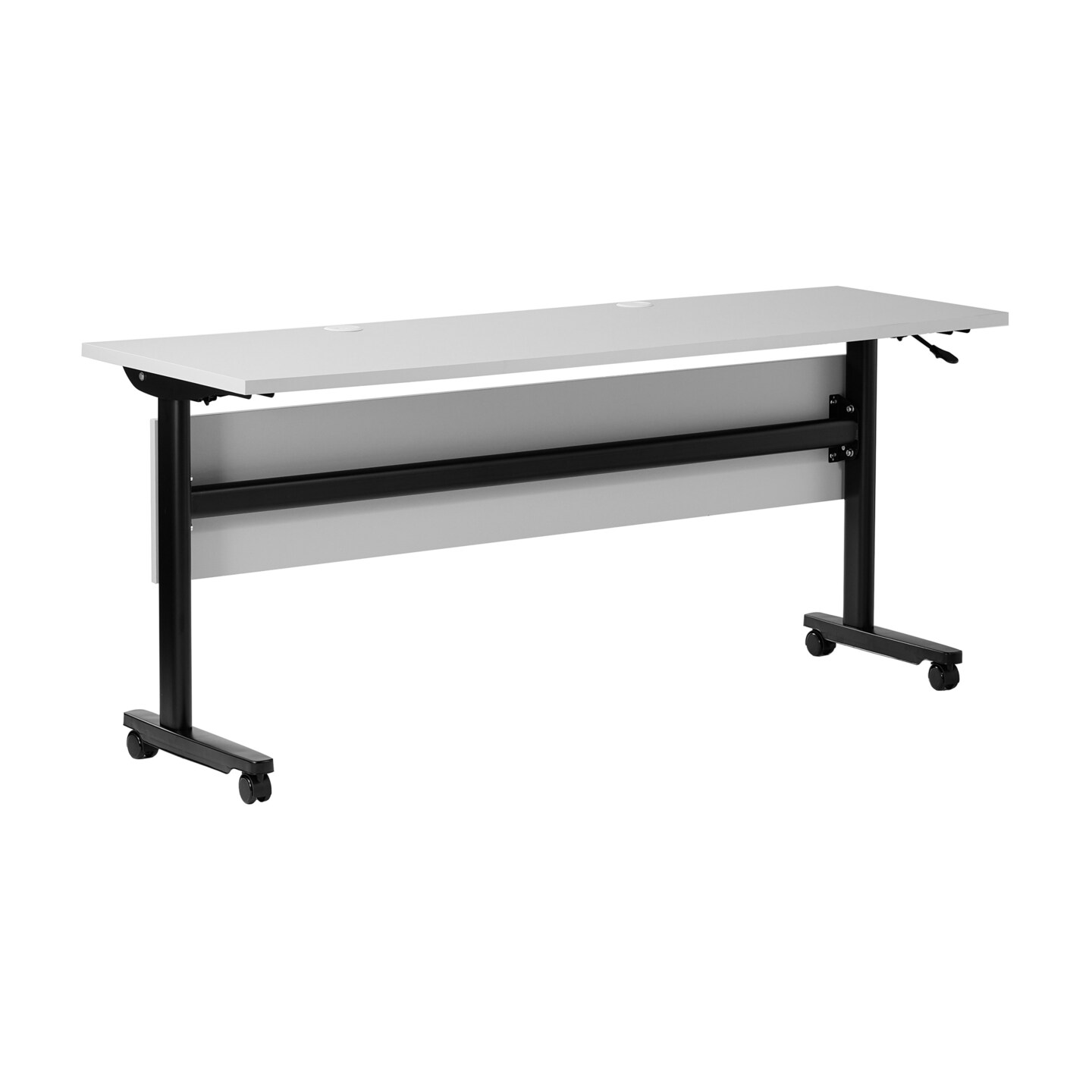 Emma and Oliver Hahn Heavy-Duty Flip Top Training Table with Nesting Design, Privacy Panel, T-Legs, Tabletop, Metal Frame