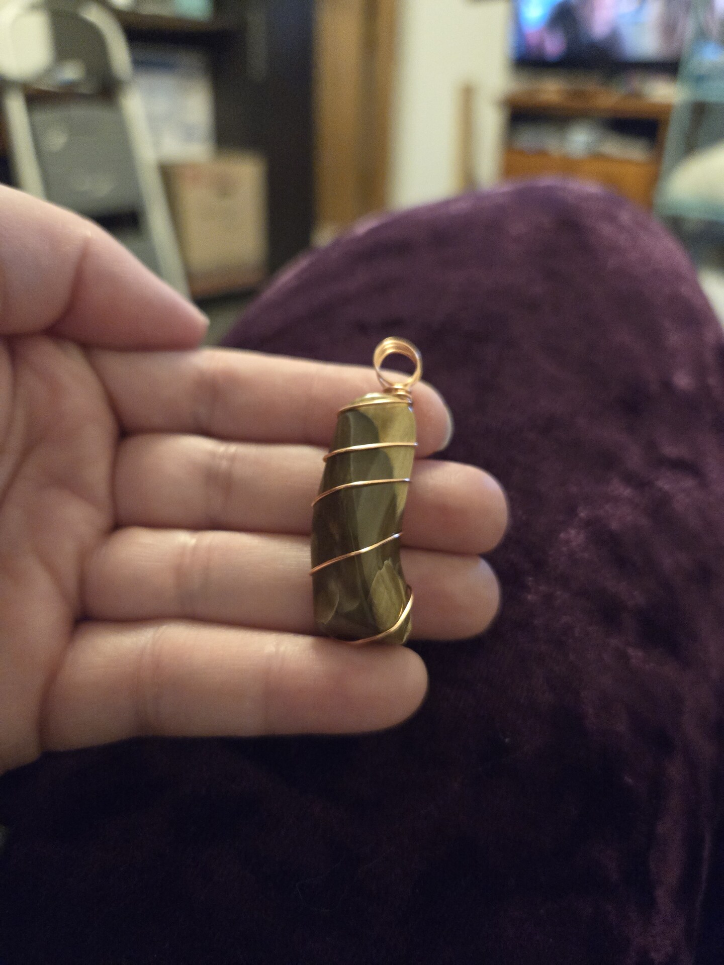 Wire wrapped petrified wood store pendant