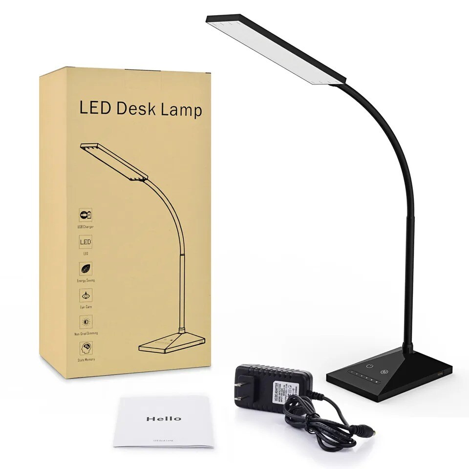 Dimmable 12W 5 Modes Adjust Touch Sensor LED Desk Lamp Eye Care Table Light Lamp