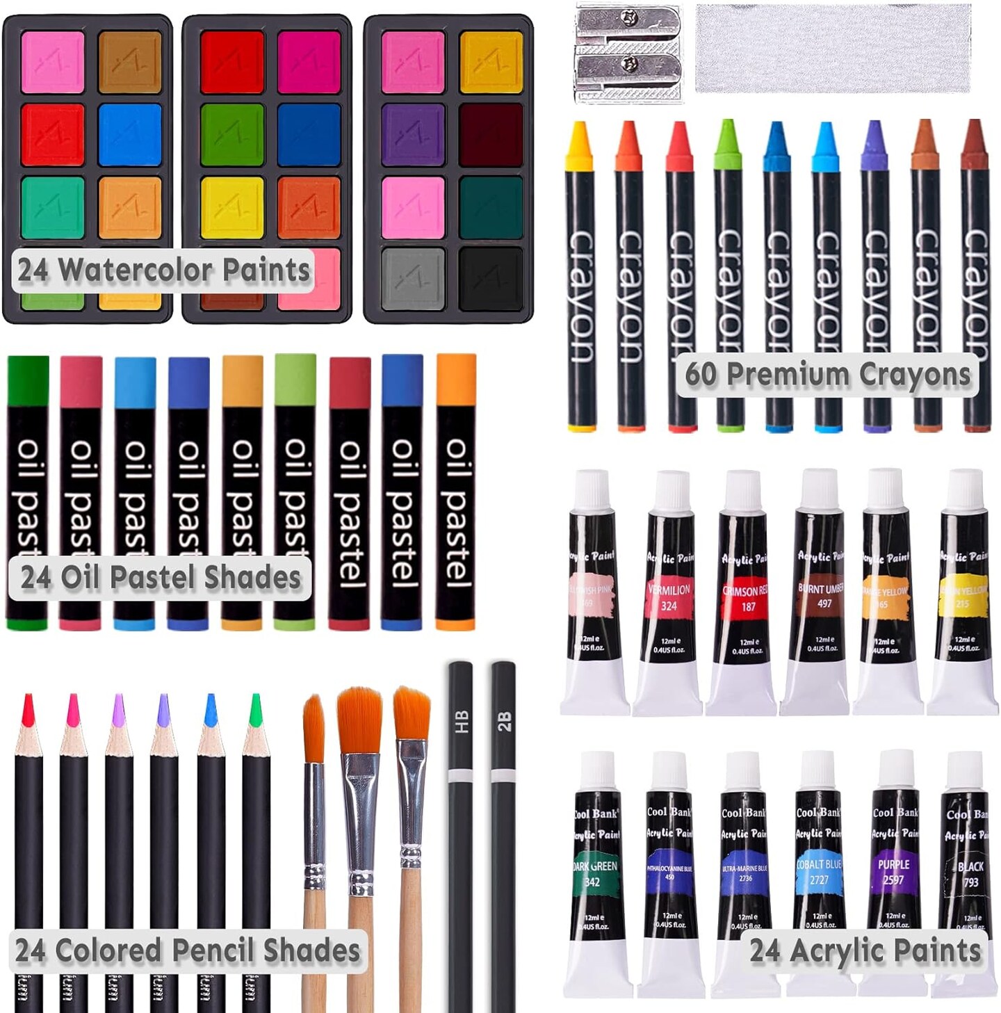 175 Piece Deluxe Art Set with 2 Drawing Pads, Acrylic Paints, Crayons, Colored Pencils, Paint Set in Wooden Case, and Professional Art Kit.Art supplies for adults, teenagers, and artists, paint supplies
