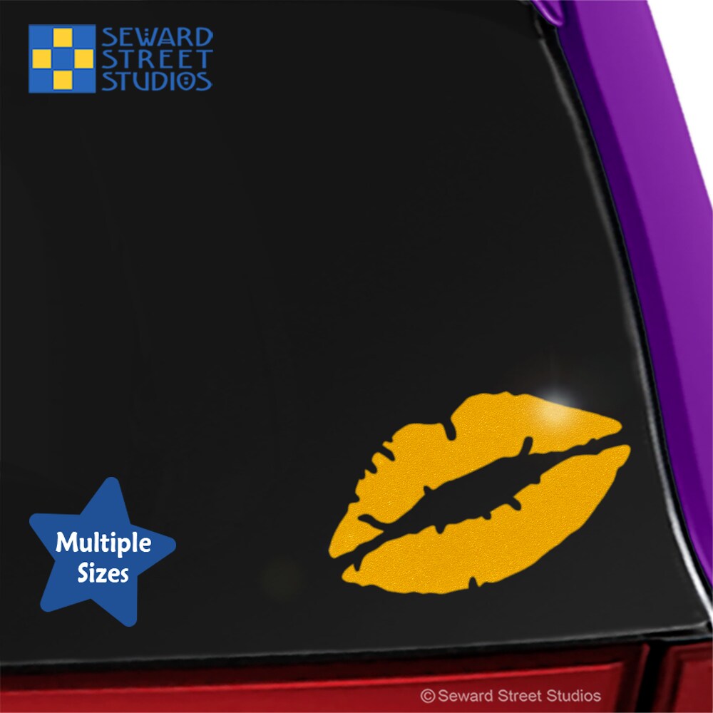 Lips Reflective Decal, Kiss Helmet Sticker, Smack Motorcycle Sticker, xoxo Bike Decal, Lipstick Car Window Safety Transfer 1239R-SZ product 4