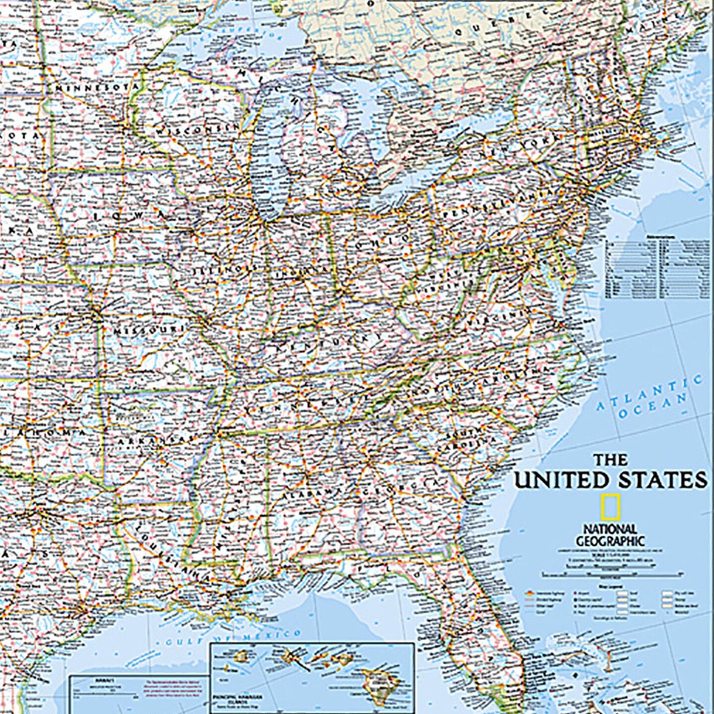 United States Classic Map, Poster Size and Laminated, 36&#x22; x 24&#x22;