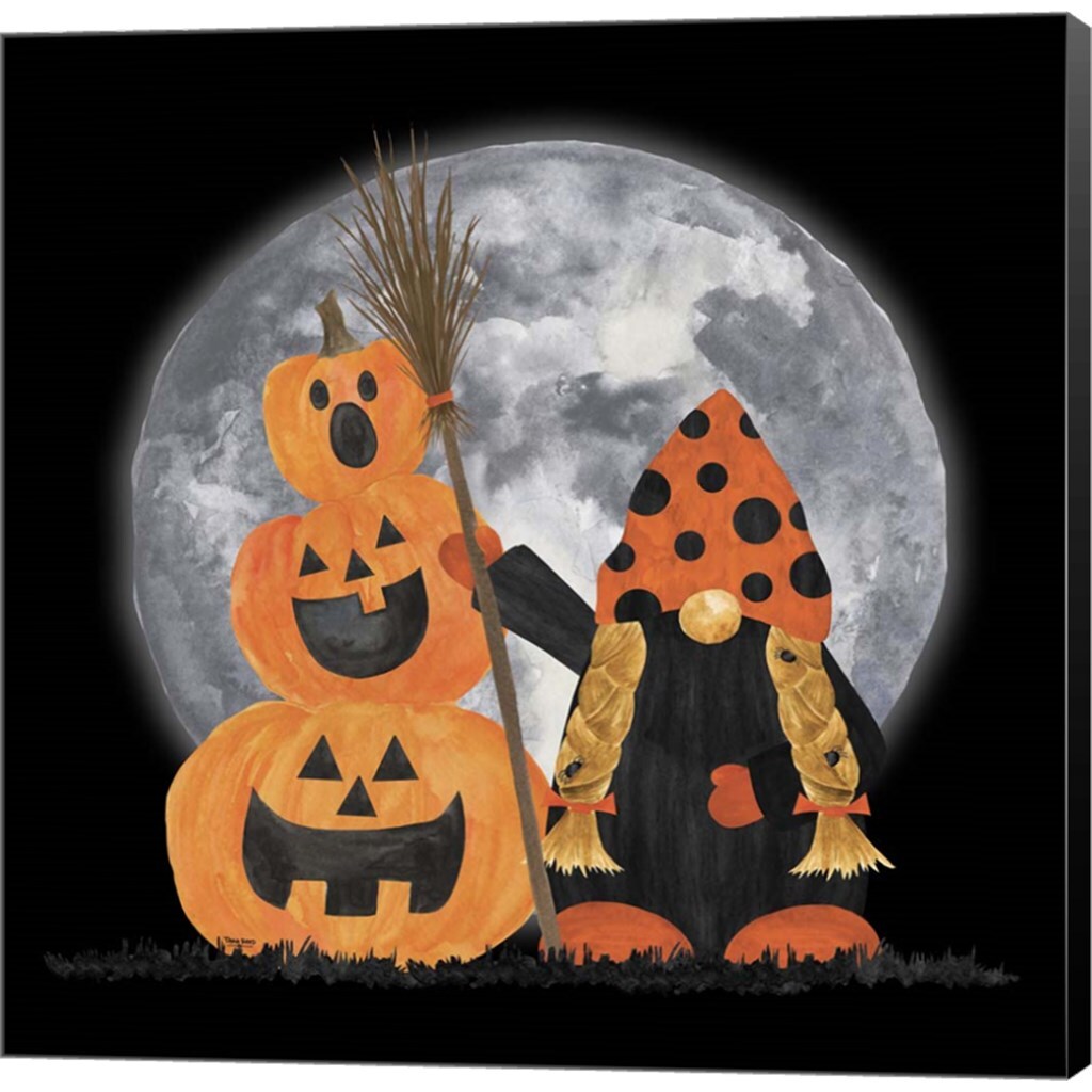 Gnomes of Halloween III-Broomstick by Tara Reed 12" x 12" Canvas Wall Art