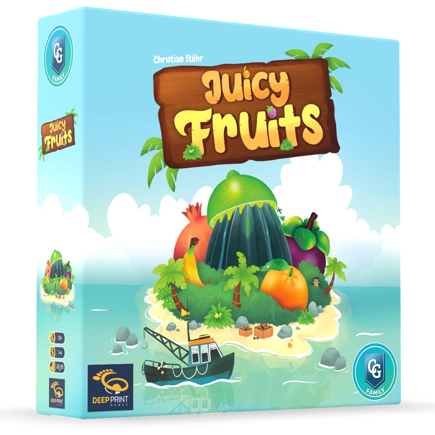 Capstone Games: Juicy Fruits, Strategy Board Game, Quick and Easy Game, Grow Delicious Fruit in Paradise 1 to 4 Players, 20 to 50 Minute Play Time, Ages 8 and Up