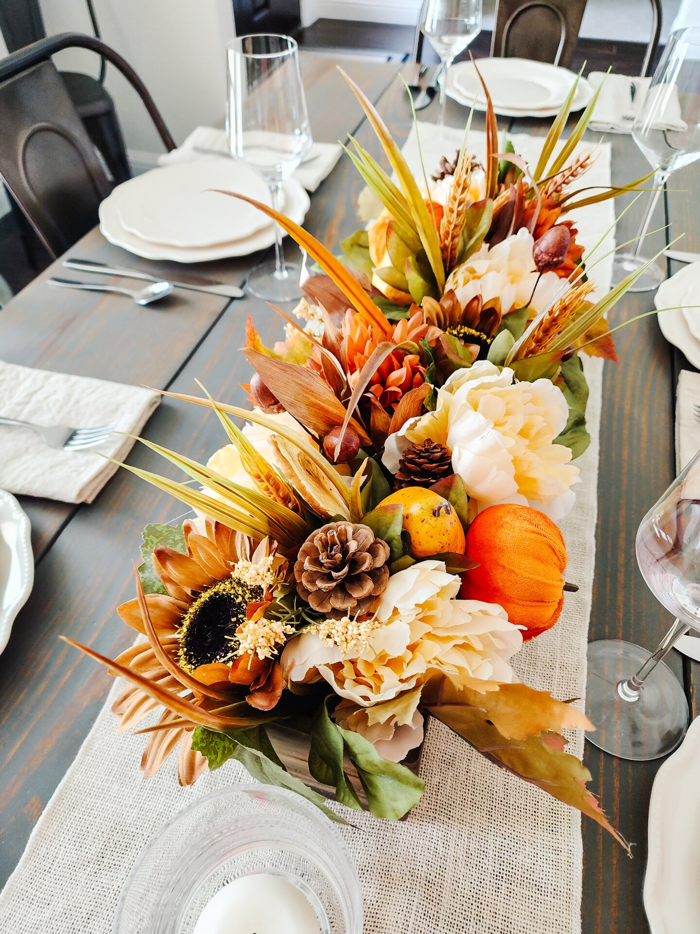 Fall Sunflower and Pear Centerpiece