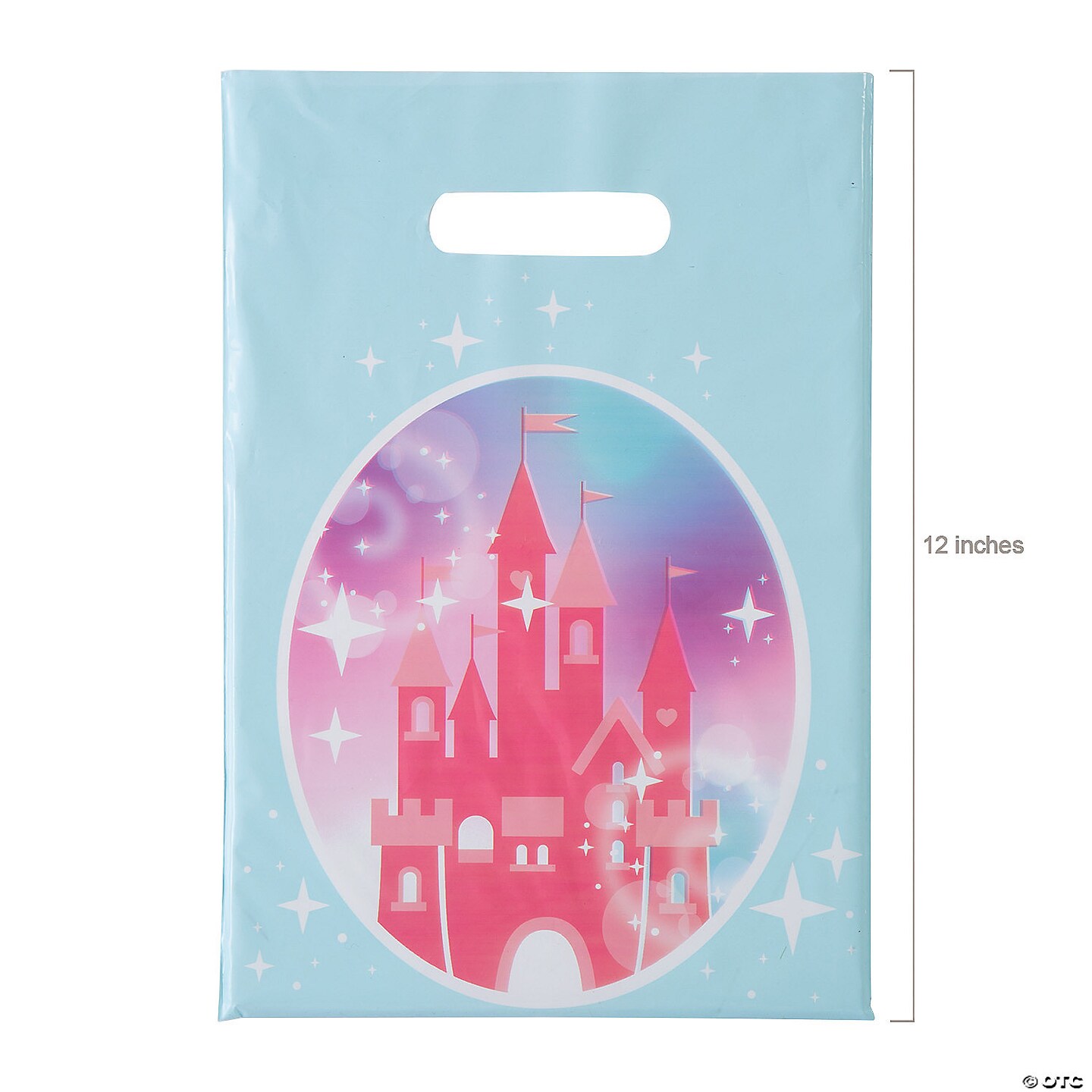 Pink Princess Party Castle Plastic Treat Bags 8 1/2" x 12" - 12 Pc