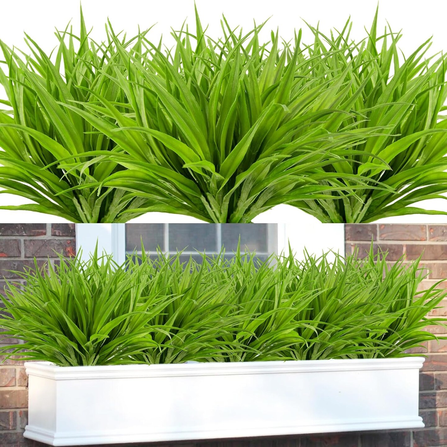 12-Piece UV-Resistant Artificial Grass Set &#x2013; 17.3 Inch Faux Greenery for Home and Garden D&#xE9;cor