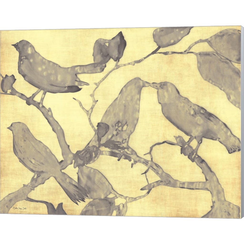Yellow-Gray Birds 1 by Stellar Design Studio 20&#x22; x 16&#x22; Canvas Wall Art
