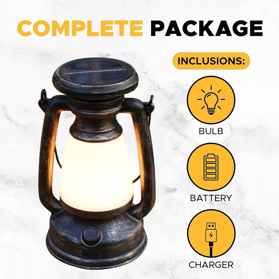 Solar Lantern Hanging Light LED Outdoor Retro Garden Lamp Waterproof Decor Lamp