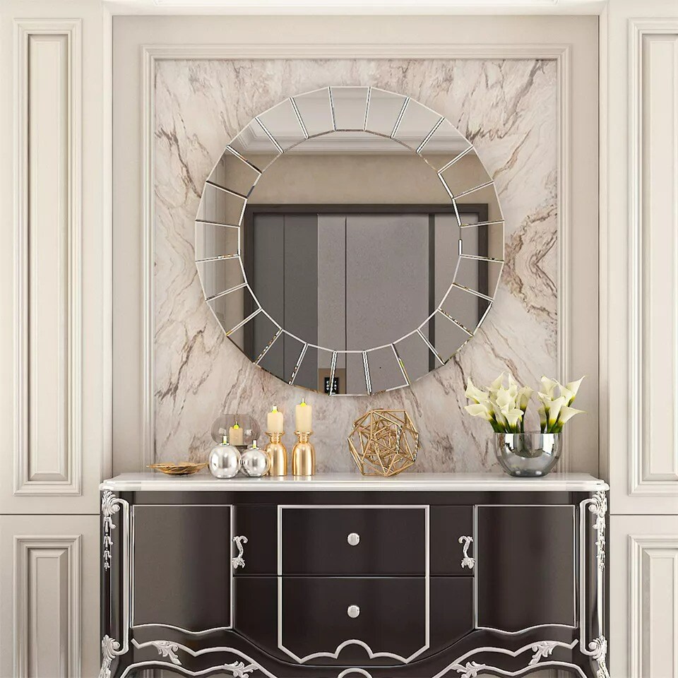 XXL Large Round Art Decor Wall Mirror Entry Living Room Venetian Ornate Mirror