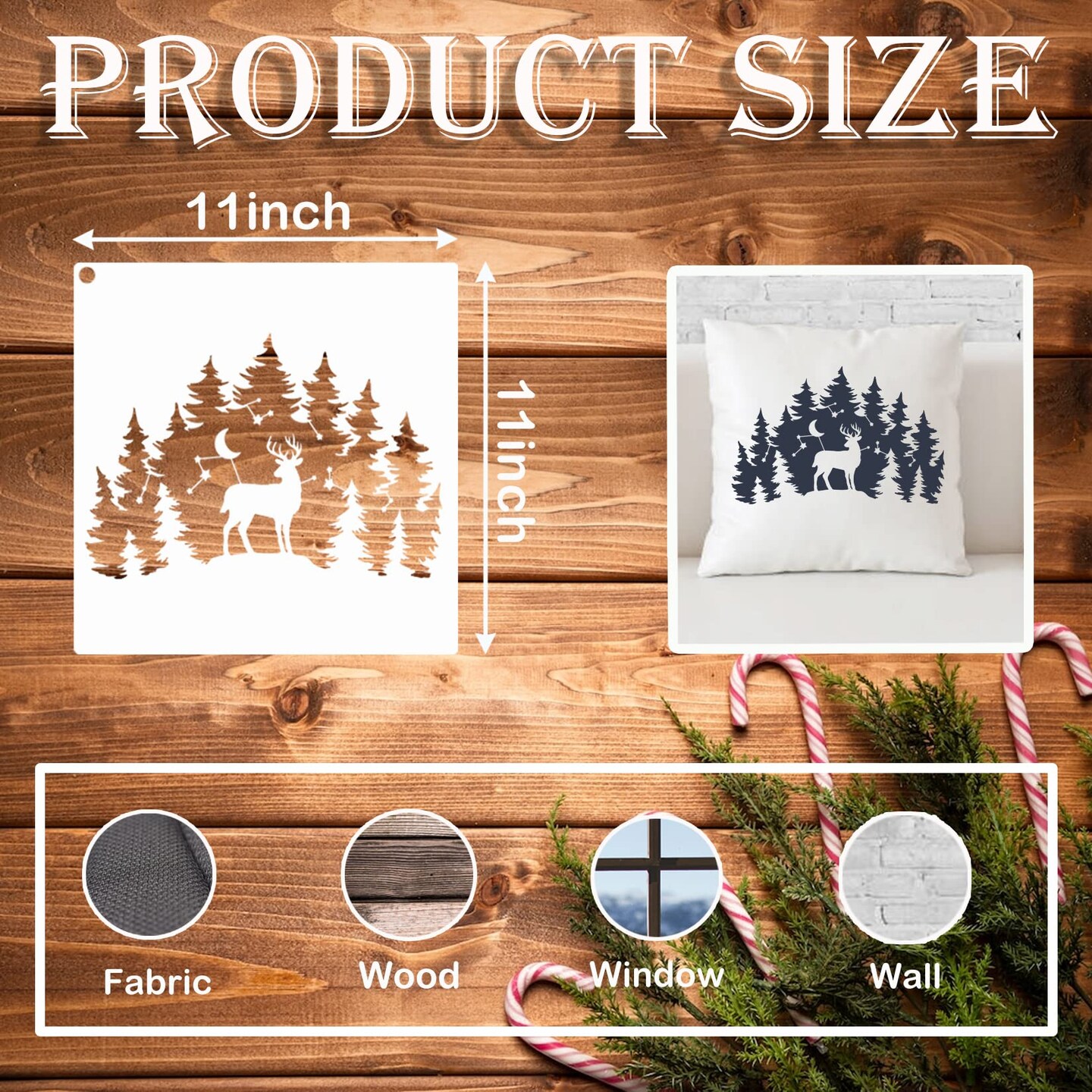 10 Pieces Bear Deer Wolf Mountain Stencil Pine Tree Wildlife Forest Animal Stencils Template Wood Burning Stencils Reusable Patterns Moon Claw Stencils for Painting on Wood Crafts Wall (forest animal 1)