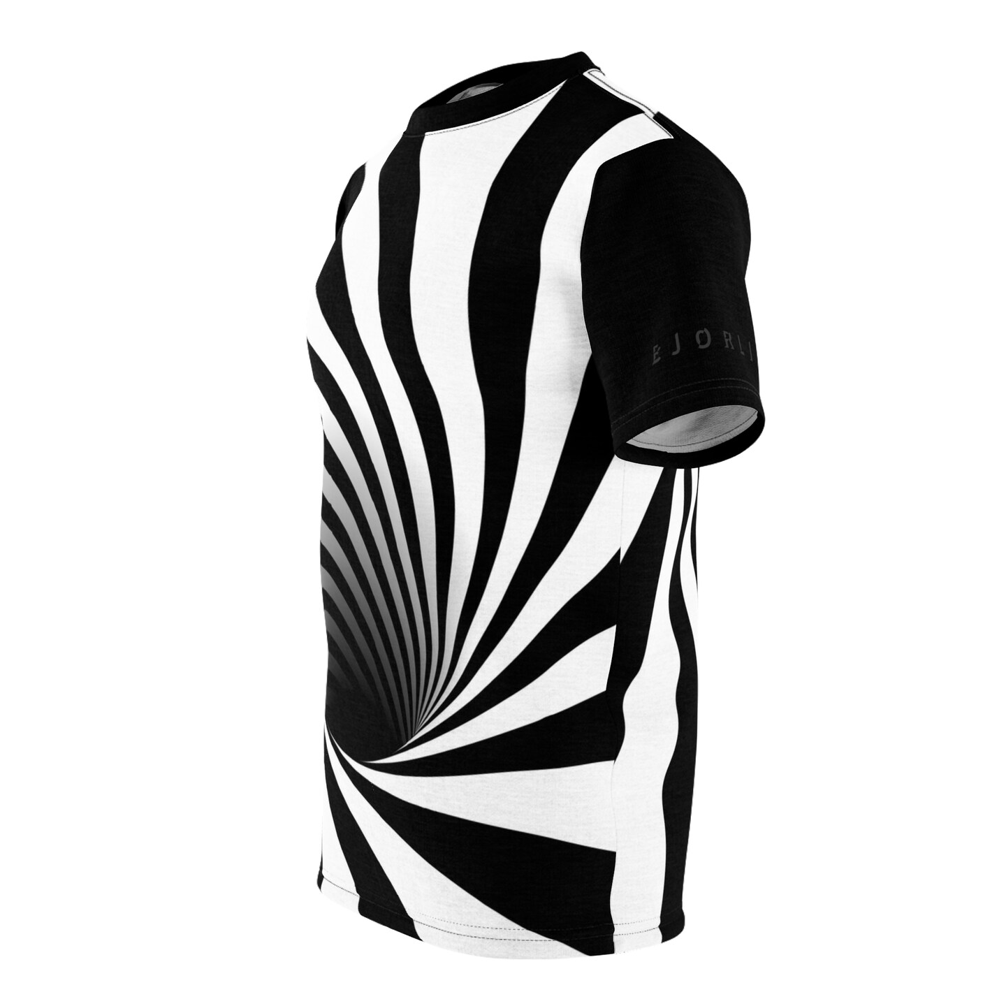 Unisex Graphic T-Shirt - Optical Illusion Black Hole Twisted Vortex Swirl Warped Tunnel (Black and White) product 3