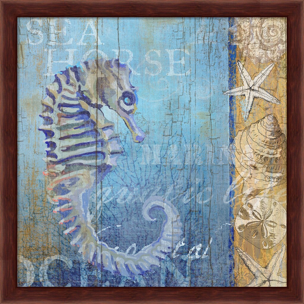 Sea Horse and Sea by Art Licensing Studio 13&#x22; x 13&#x22; Framed Wall Art