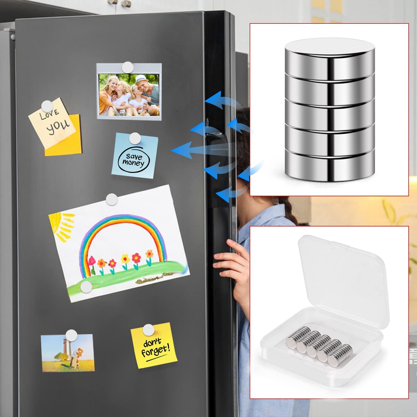 50 Pieces Refrigerator Magnets , 10x3mm Tiny Round Disc Small, Muti-use Premium Neodymium Fridge Magnets Rare Earth, Whiteboard Magnets for Crafts, DIY, Office, Dry Erase Board.