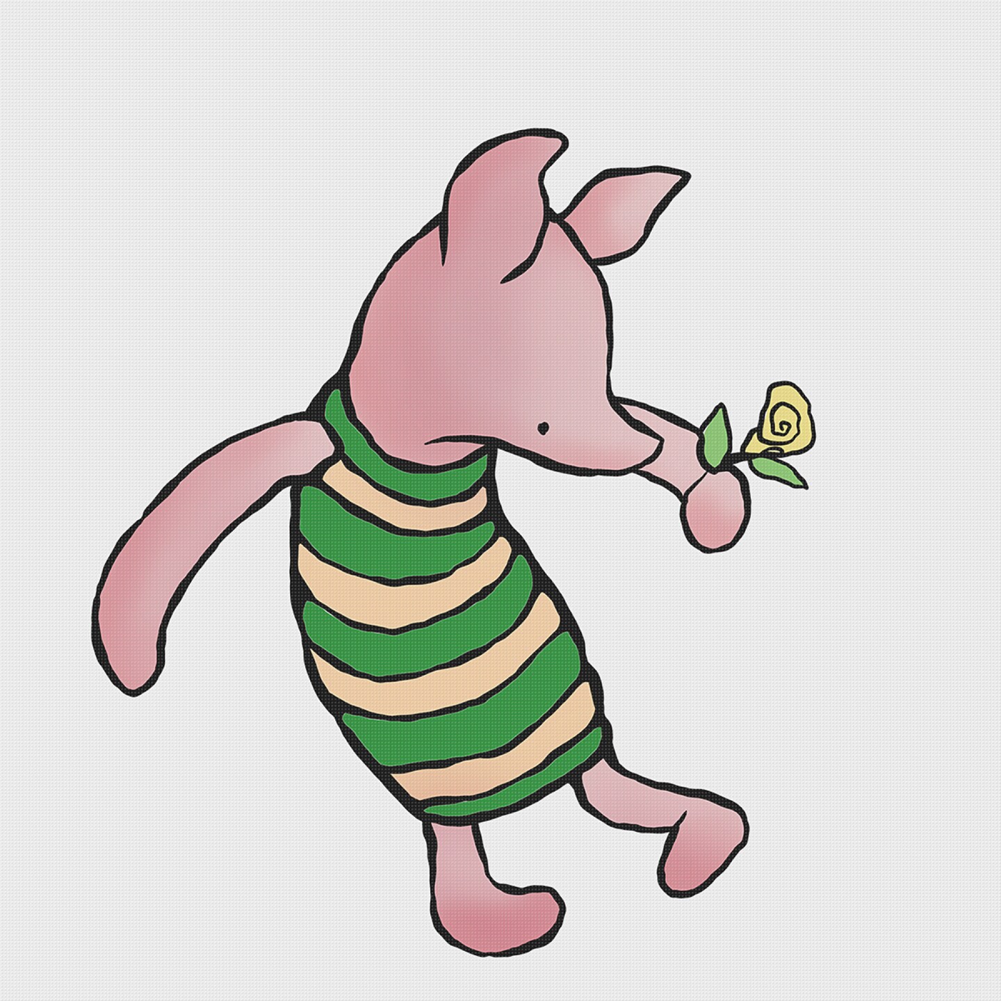Winnie The Pooh&#x2019;s Piglet with a Flower Counted Cross Stitch Pattern