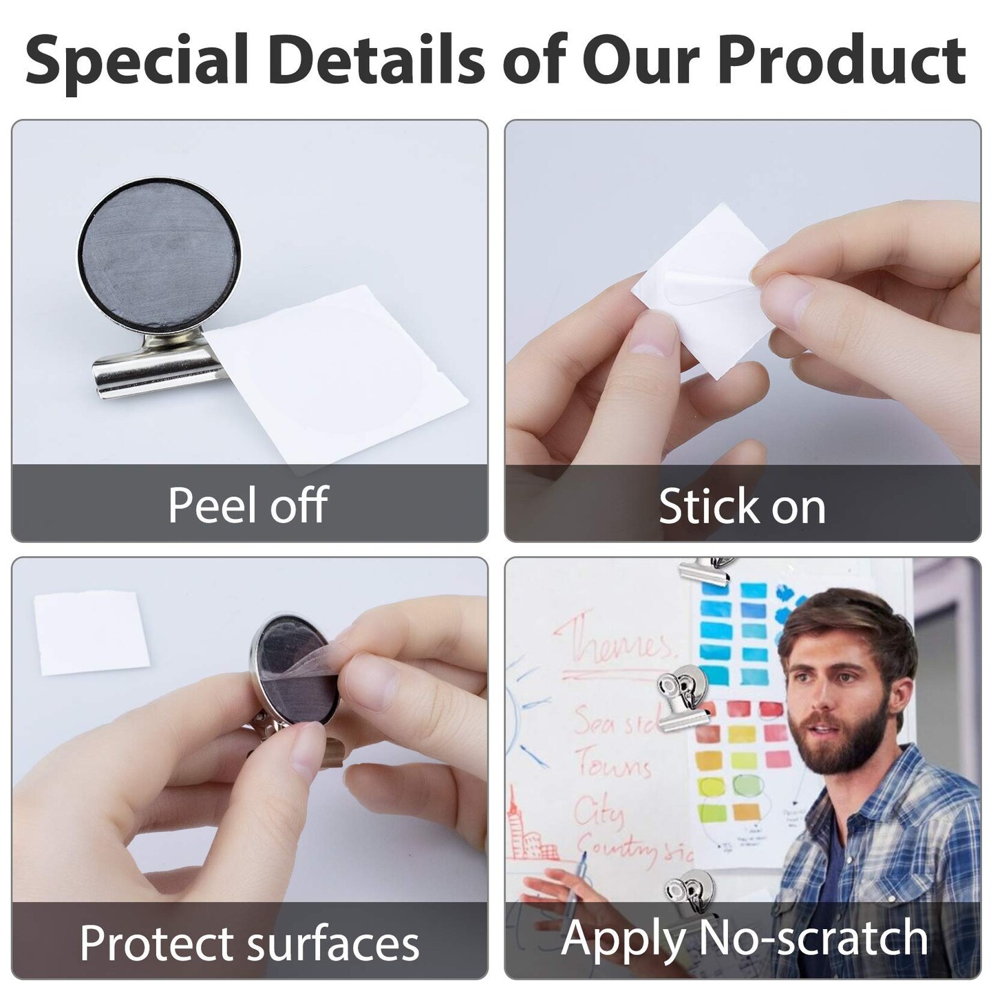 20 Pieces Fridge Refrigerator Magnets, Strong Magnetic Clips for Whiteboard, Office, Locker, Photo Displays, Heavy Duty Magnetic Clips (30mm Wide)