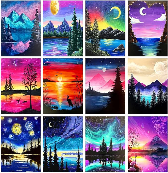 2 Pack Diamond Painting Kits for Adults 5D Diamond Art Kit Paint by Number for Beginners, DIY Paint with Round Full Drill Diamonds Paintings Gem Art for Home Wall Decor Gift (12X16 inches)