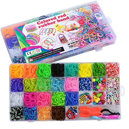 Rubber Band Bracelet Kit, Loom Bracelet Making Kit, Rubber Bands Refill Loom Set, Rubber Bands for Bracelets Making Kit, Loom Bands Kit for Kids Weaving DIY Crafting Gift