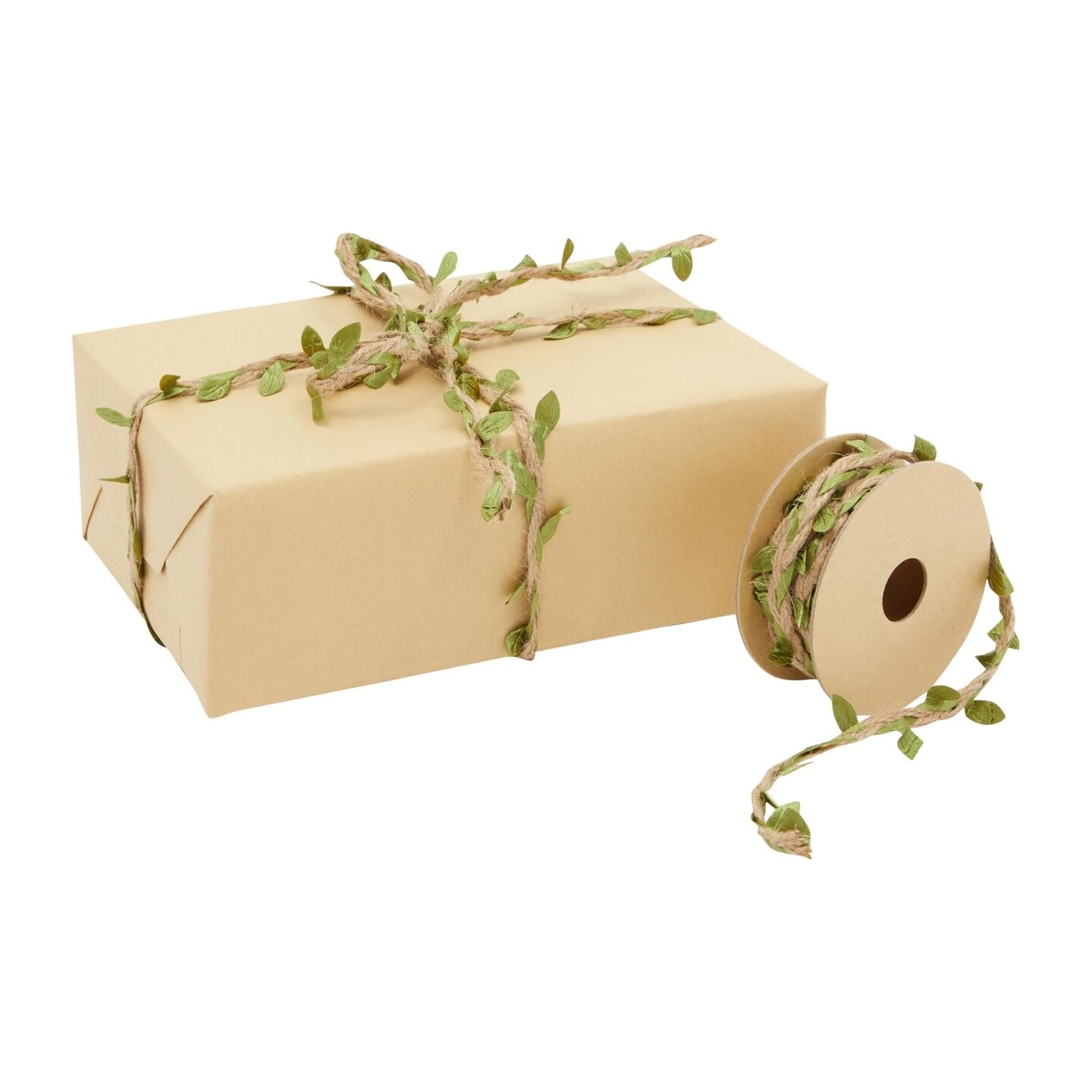 Juvale Burlap Leaf Ribbon - Jungle, Safari & Fairy Party, Enchanted Forest Decor, Vines for Crafts (4 Rolls, 65.6 Ft Total)