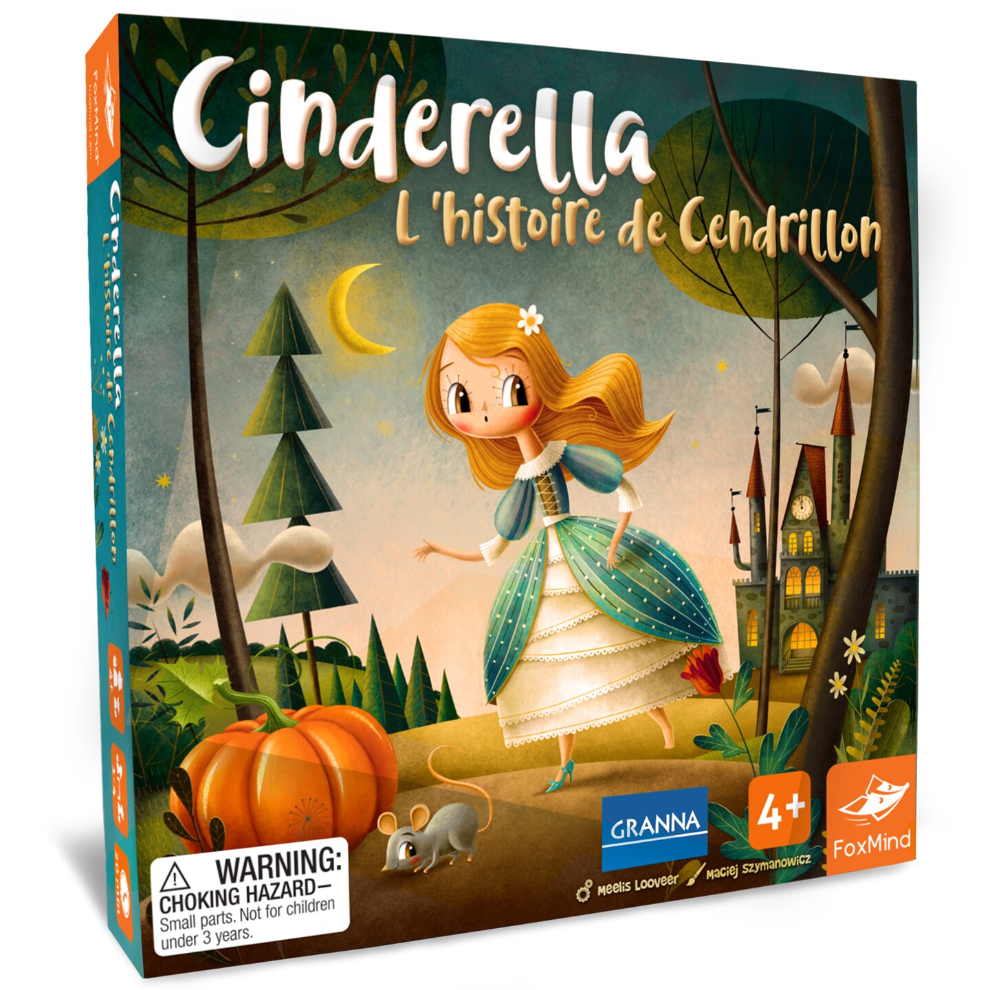 Cinderella - FoxMind Games, Granna Fairytale Series, Kids Tile-Laying Boardgame, Help Cinderella Get Ready For The Great Ball Given By The Prince, Toddler &#x26; Children Boardgame, Memory, Observation, Social Interaction, 1-4 Players, 20 Mins, Ages 4+