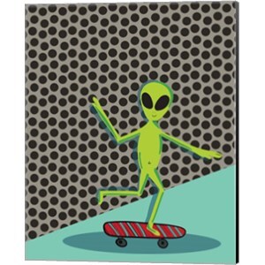Skating Alien by Mariah Rupp 16&#x22; x 20&#x22; Canvas Wall Art
