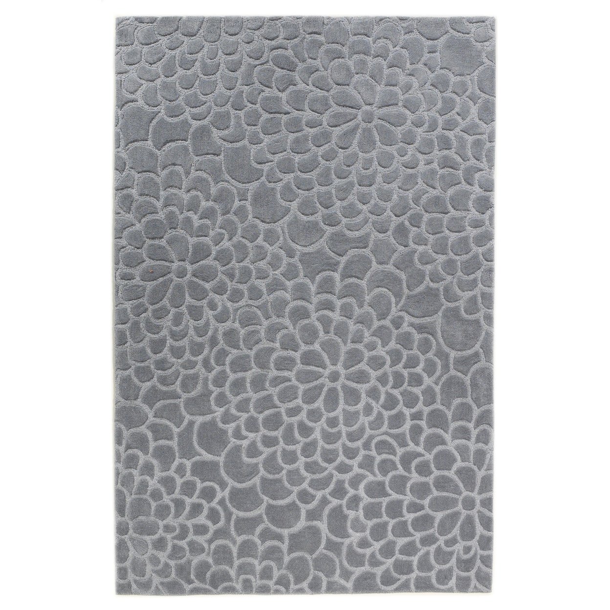 Trio Floral Area Rug Pale Blue 8X10 Transitional Contemporary Design Soft Colors