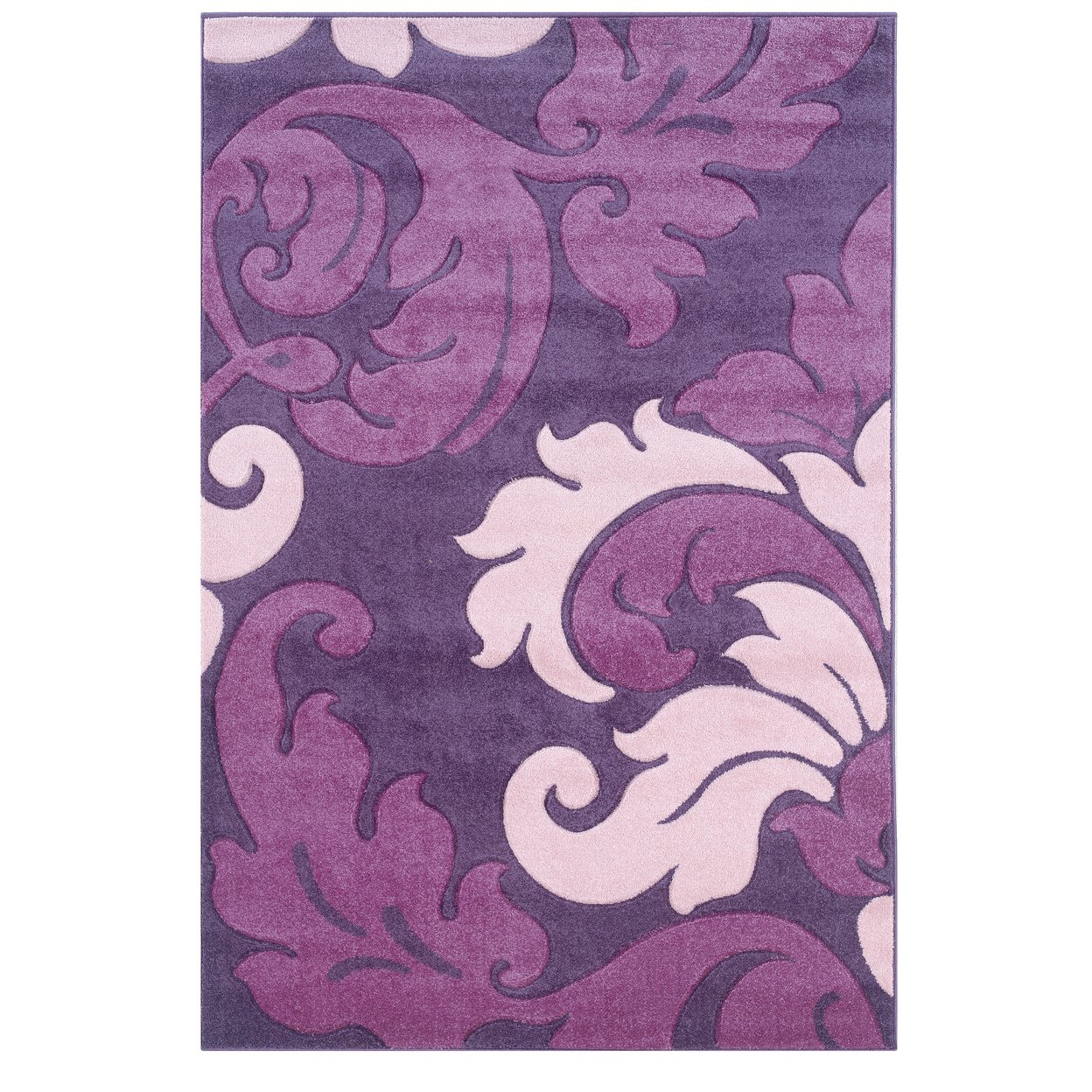 Corfu Damask Purple Baby Area Rug 8X10.3 Contemporary Hand-Carved Turkey