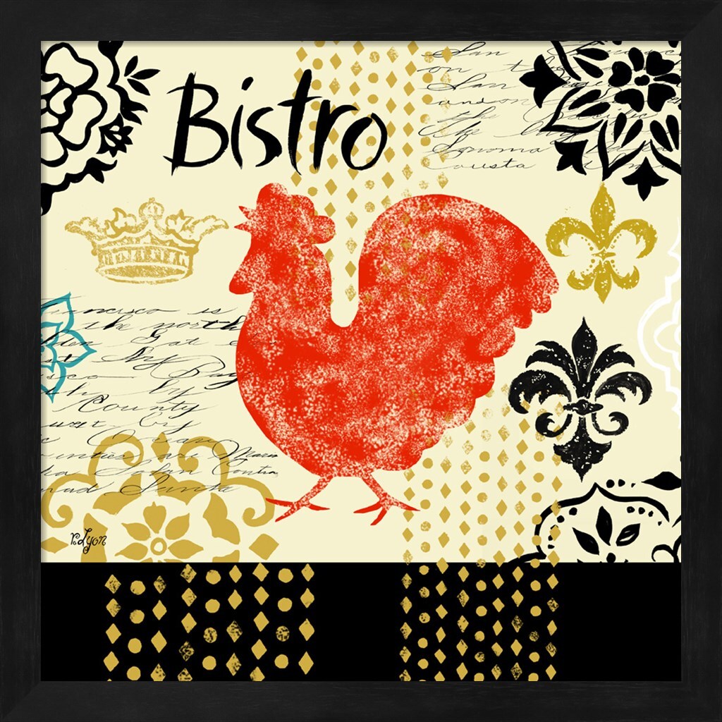 Fleur d&#x27;Lis Rooster II by Rebecca Lyon 13&#x22; x 13&#x22; Framed Wall Art