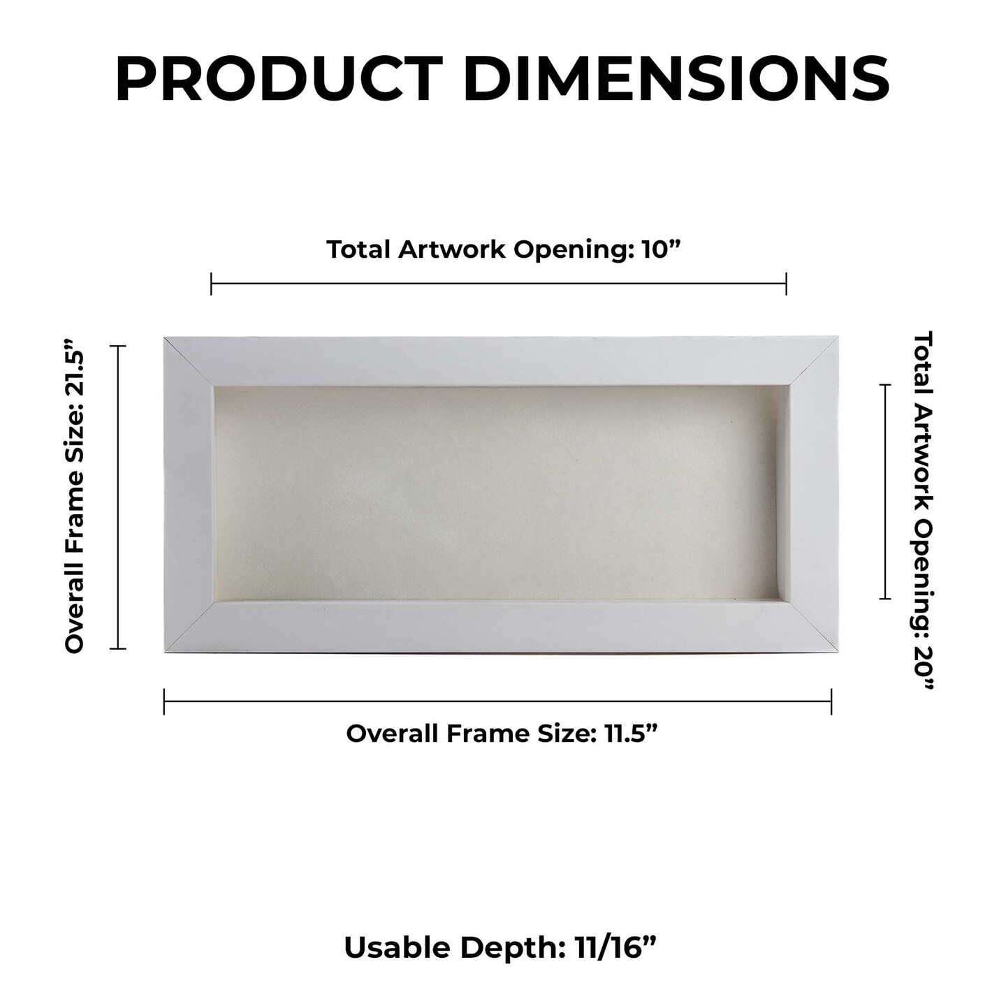 Classic White Wood Shadown Box Frame with Acrylic Front - White Suede Backing, 30 Sizes