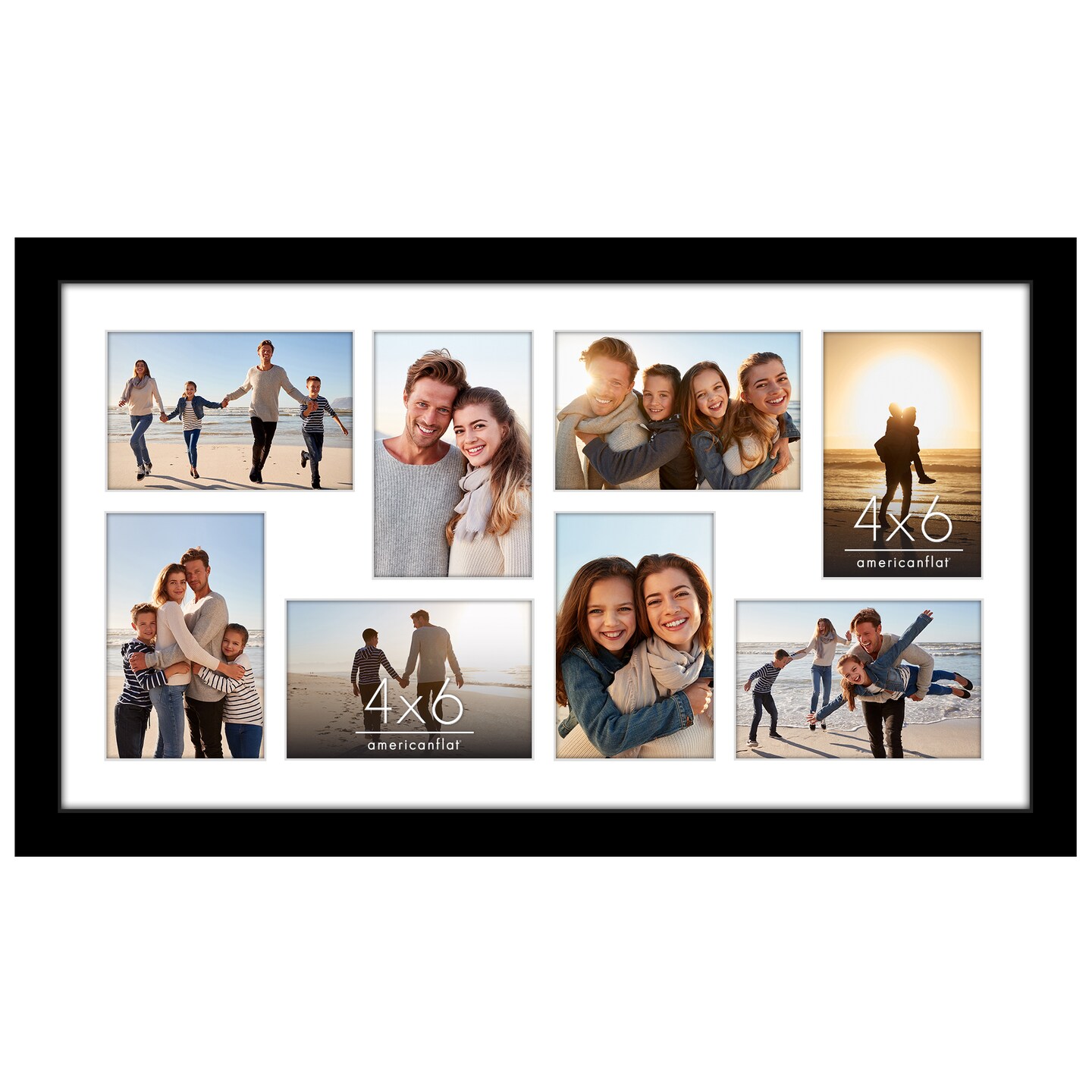 Americanflat 12x22 Collage Picture Frame - Fits Eight 4x6 Photos or One 12x22 Picture