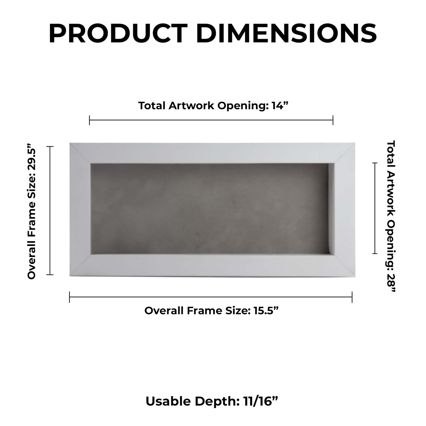 Classic White Wood Shadown Box Frame with Acrylic Front - Light Brown Suede Backing, 30 Sizes