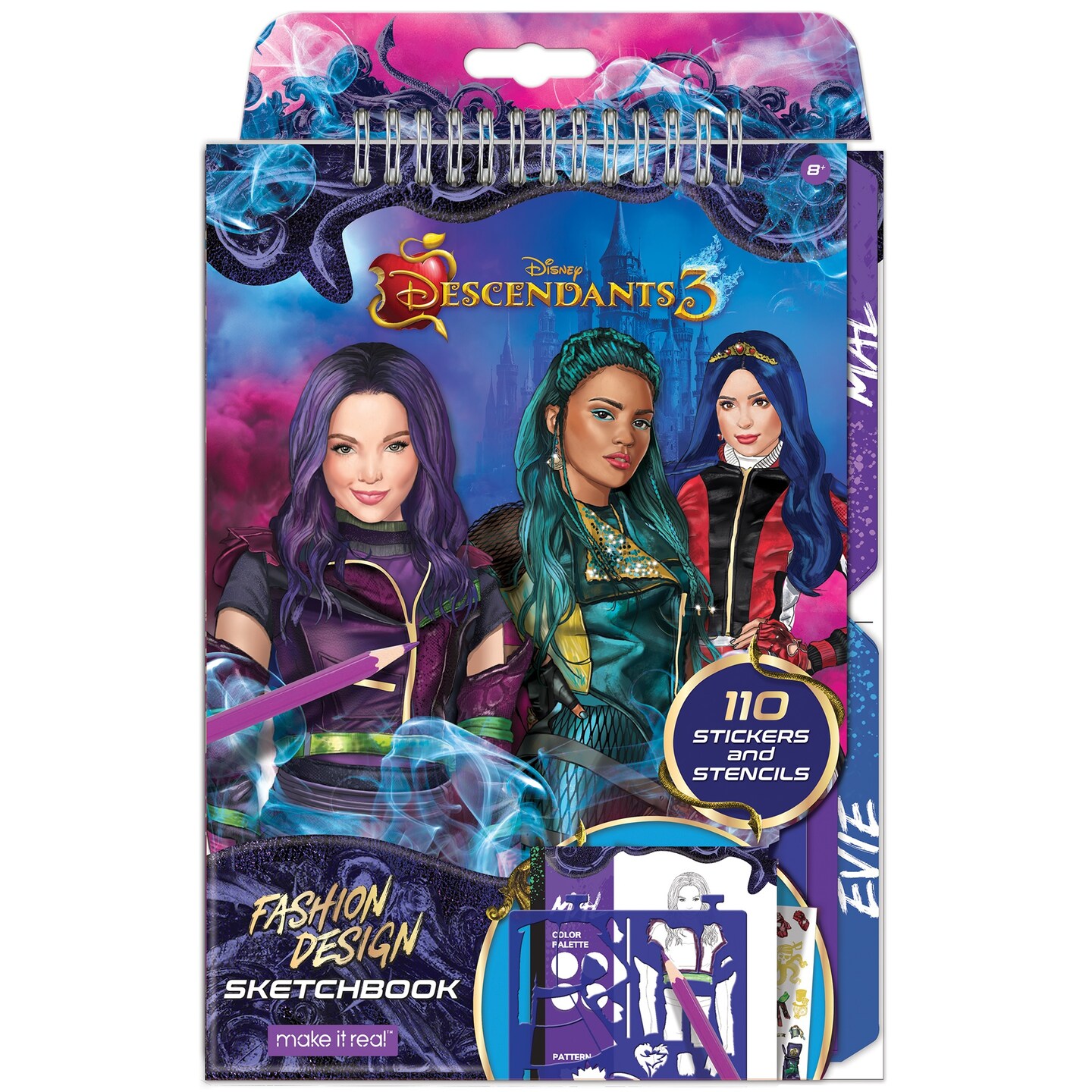 Disney Descendants 3: Fashion Design Sketchbook - Make It Real, Includes 110 Stickers &#x26; Stencils, Draw Sketch &#x26; Create, Fashion Coloring Book, Tweens &#x26; Girls, Kids Ages 6+