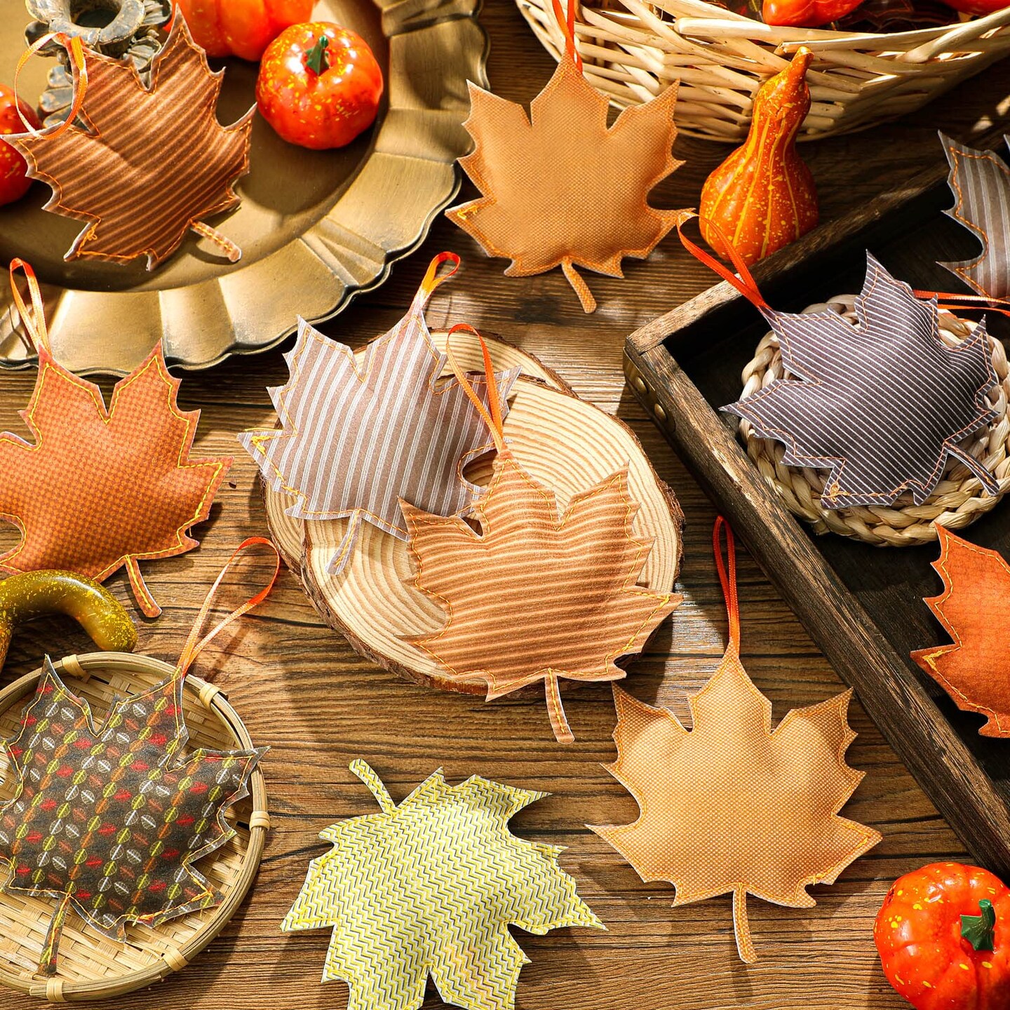 27 Pieces Fall Thanksgiving Maple Leaf Hanging Ornaments Felt 3D Fall Decoration Harvest Fall Leaves Farmhouse Decorations for Tree Festival Party Supplies(Maple Leaf Style)
