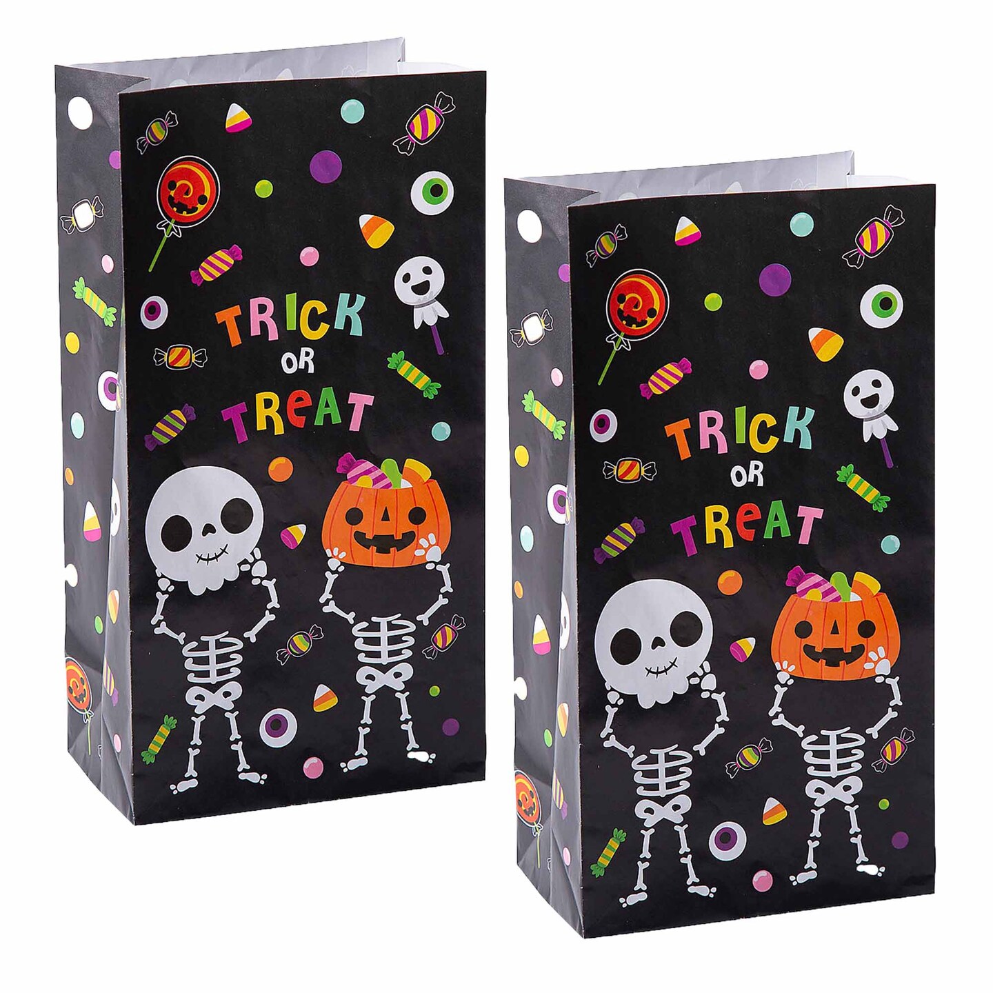 5&#x22; x 10&#x22; Halloween Boo Crew Paper Treat Bags - 12 Pc.