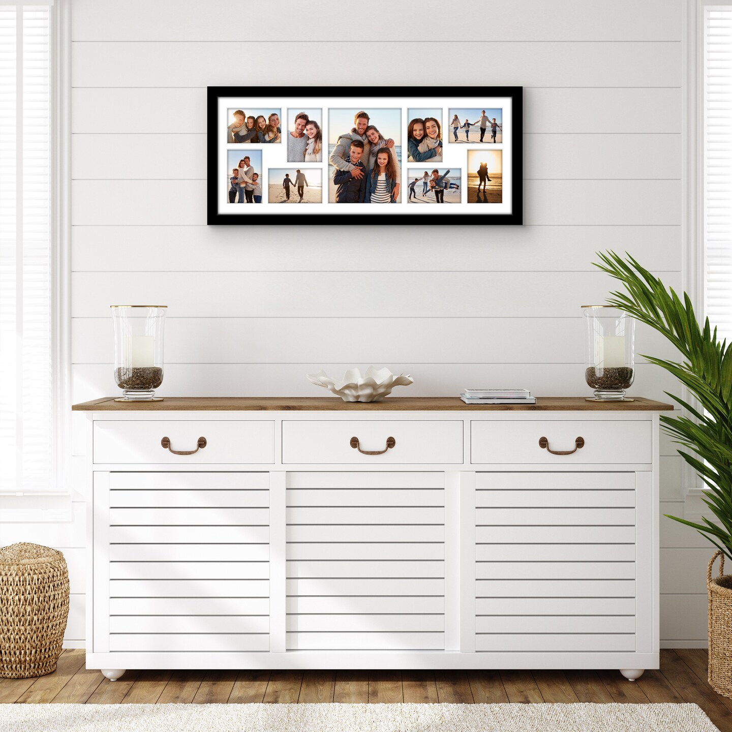 Americanflat 12x30 Collage Picture Frame - Fits One 8x10 Photo and Eight 4x6 Photos or One 12x30 Photo